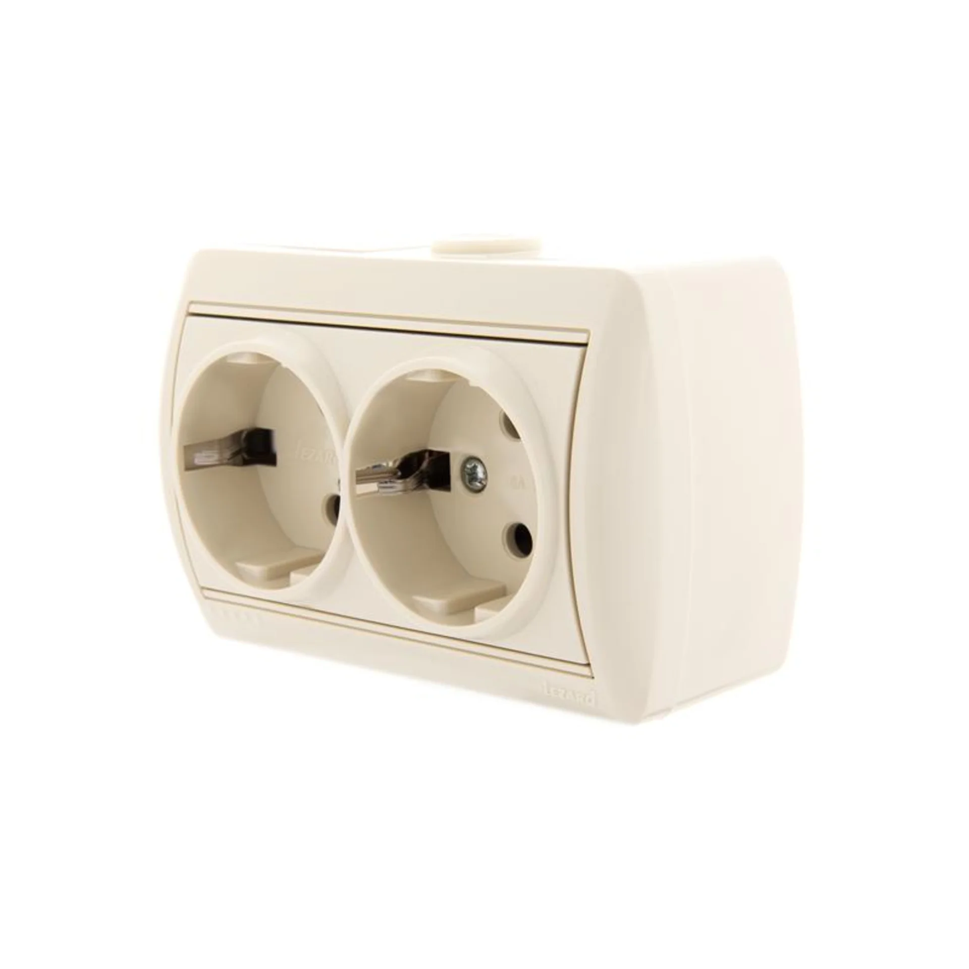 Розетка 2-м ОП Nata 16А IP20 с заземл. керамика крем. LEZARD 710-0300-127