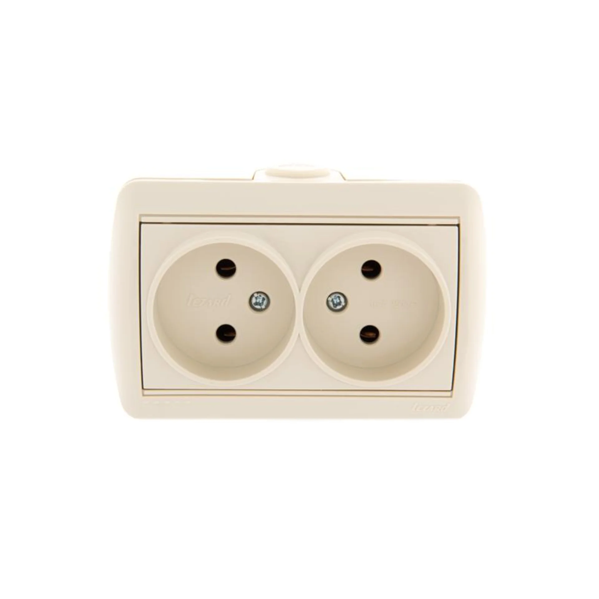 Розетка 2-м ОП Nata 16А IP20 без заземл. керамика крем. LEZARD 710-0300-128