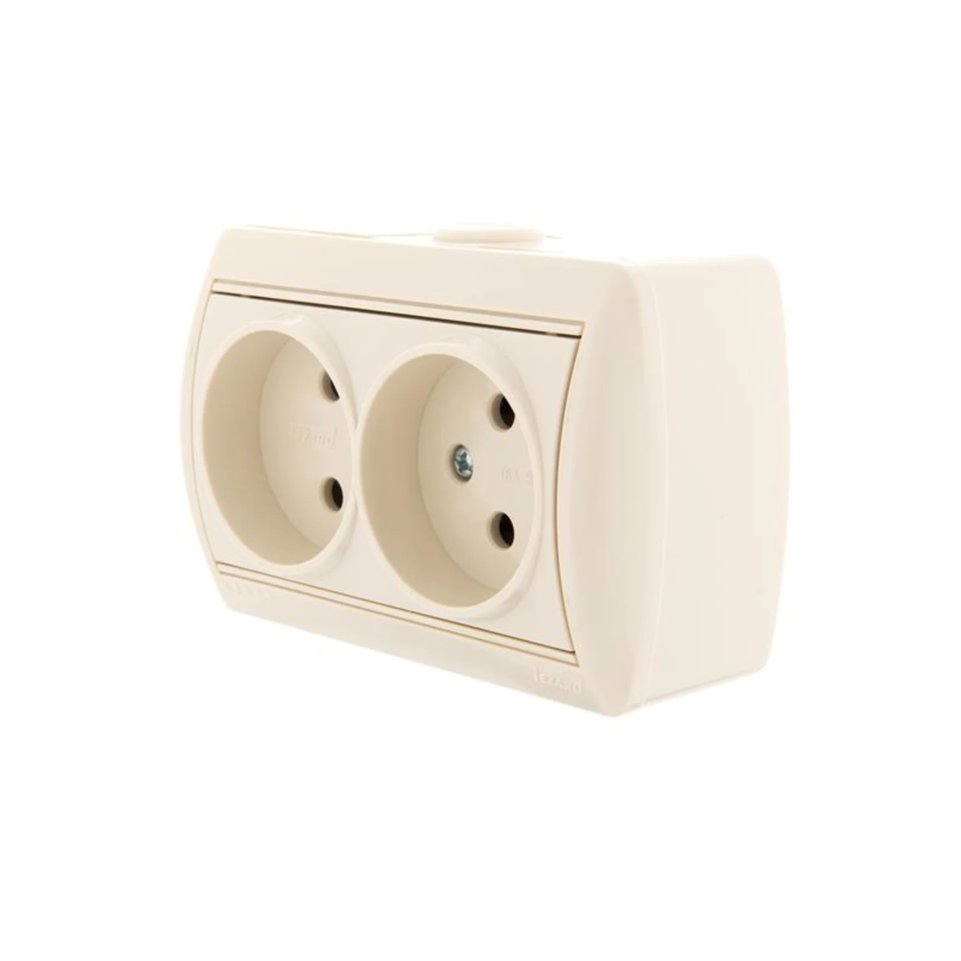 Розетка 2-м ОП Nata 16А IP20 без заземл. керамика крем. LEZARD 710-0300-128