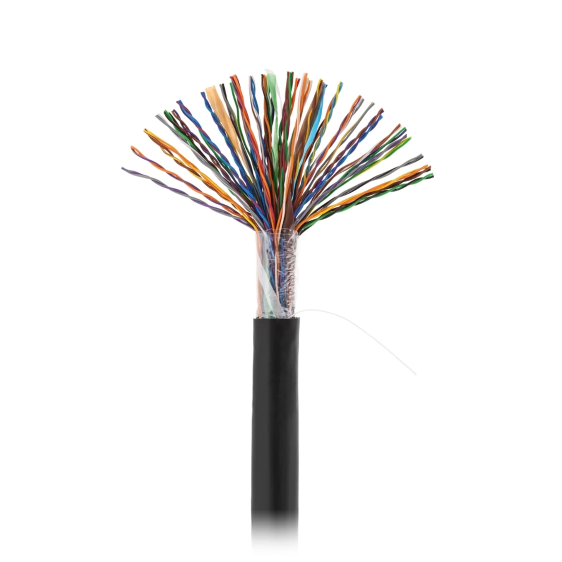 Кабель NETLAN U/UTP 50 пар, Кат.5 (Класс D), 100МГц, одножильный, BC (чистая медь), внешний, PE до -40C, черный, 305м