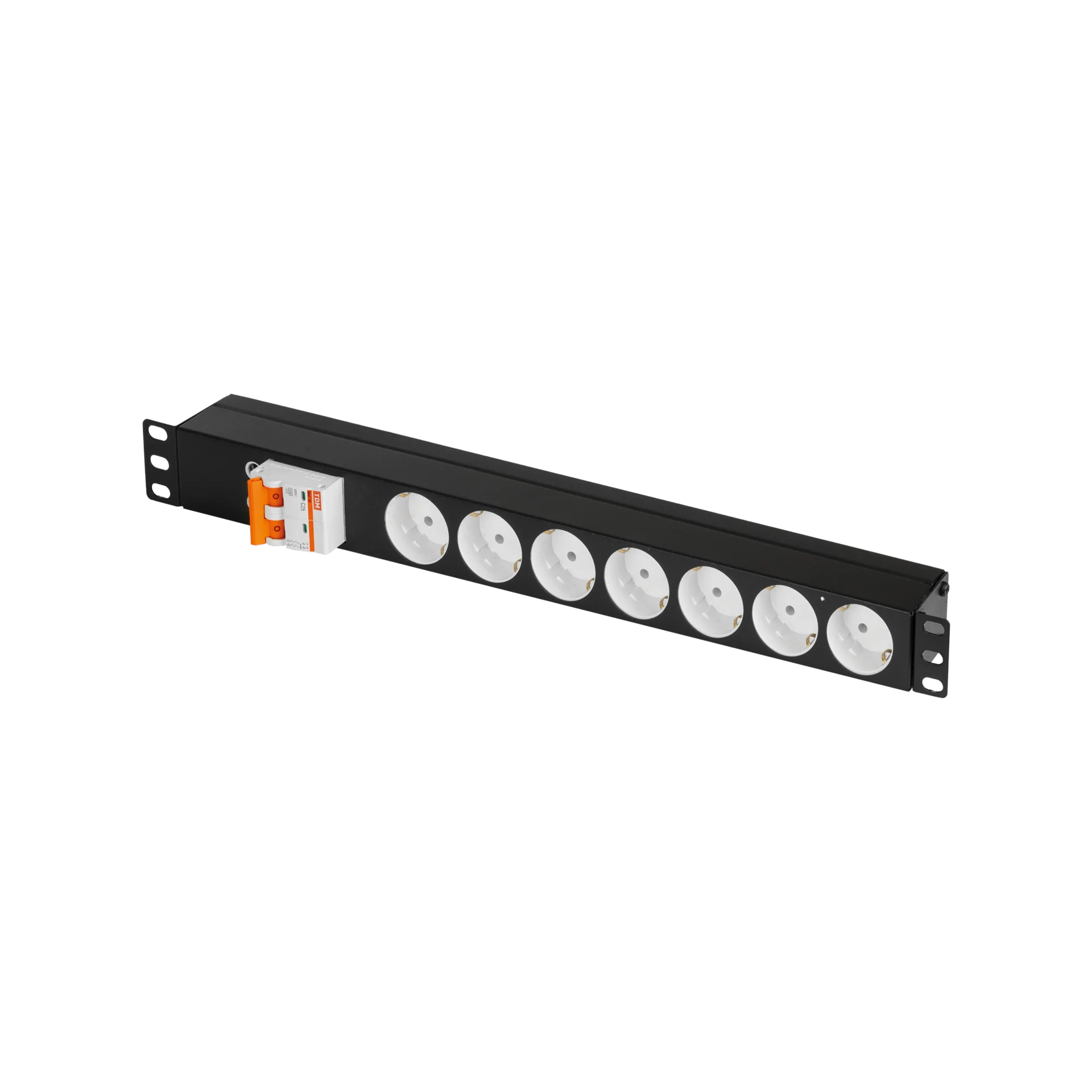 Блок электрических розеток TLK, 19" на 7 гнезд, с автоматом 2P 25A