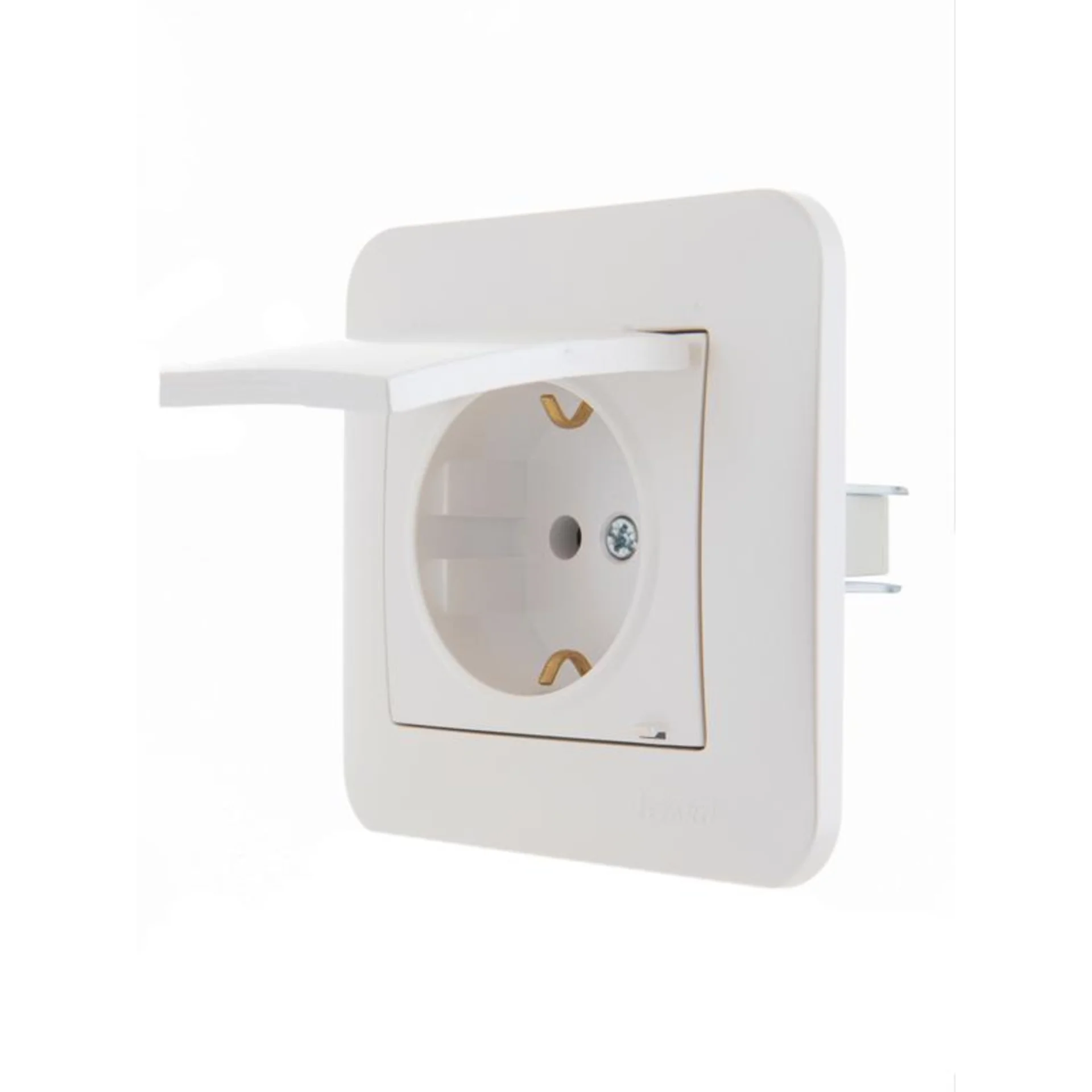 Розетка 1-м СП Karina с заземл. с крышкой термопласт механизм жемчуж./бел. перламутр. LEZARD 707-308