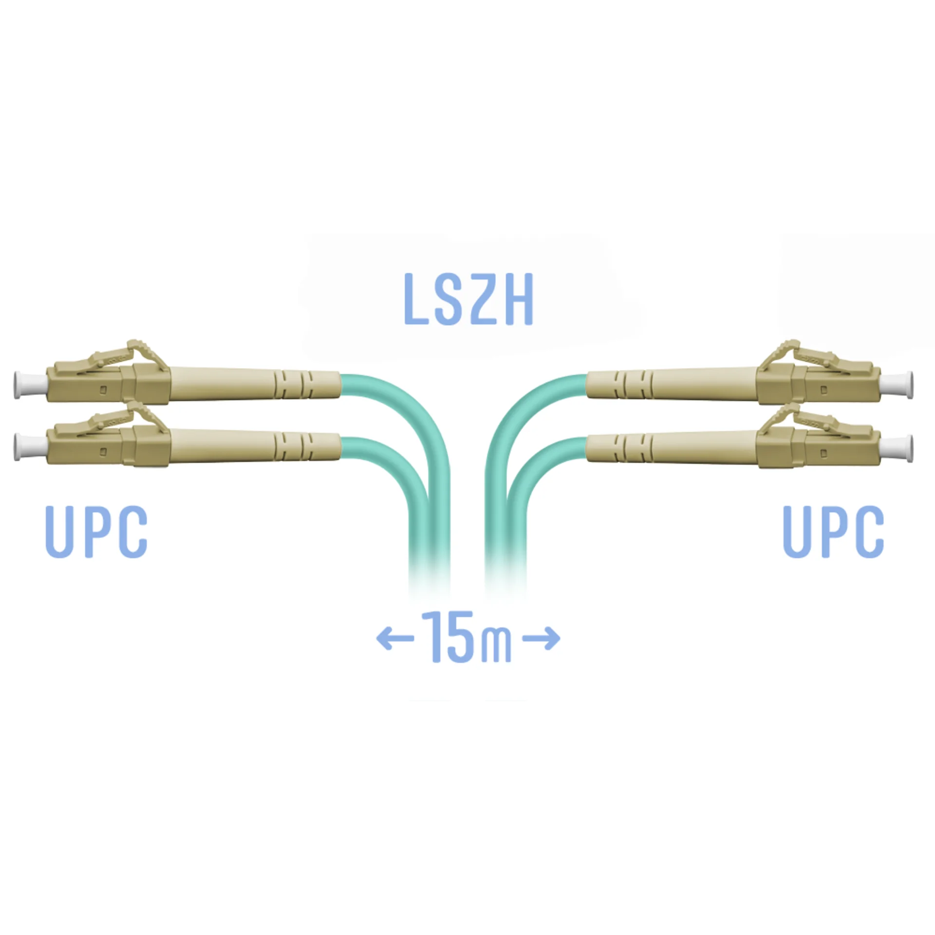 Патчкорд оптический LC/UPC MM Duplex 15 метров