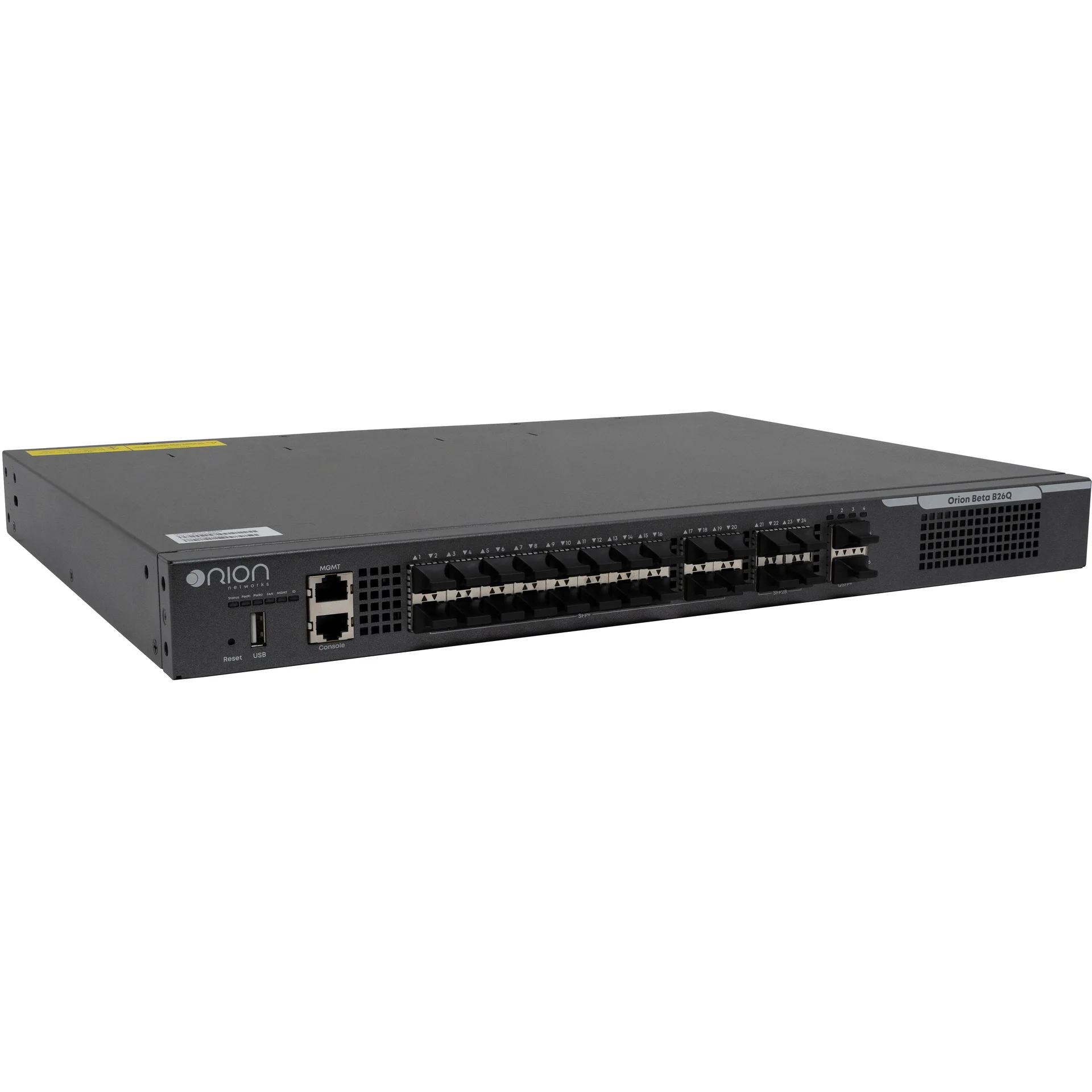 Управляемый коммутатор уровня 3 Orion Beta B26Q, 20x 1/10GE SFP+, 4x 10/25GE SFP28, 2x 40GE QSFP+, 2 слота для Hot Swap БП, не входят в комплект