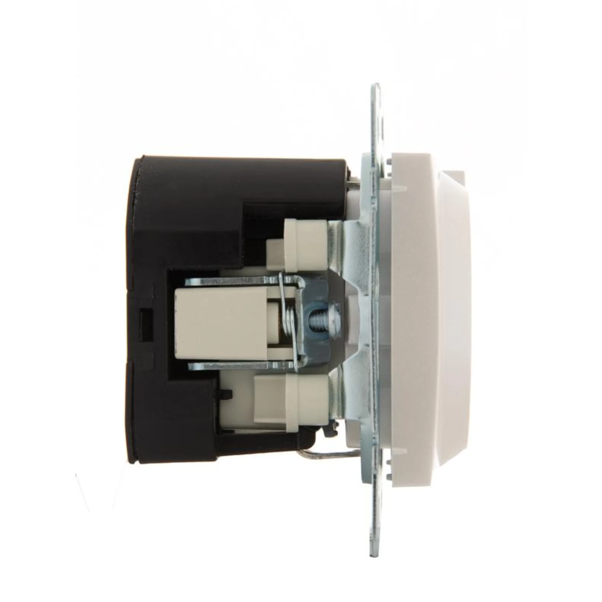 Розетка 1-м СП Karina 16А с заземл. с заряд. устройством USB механизм жемчуж./бел. перламутр. LEZARD