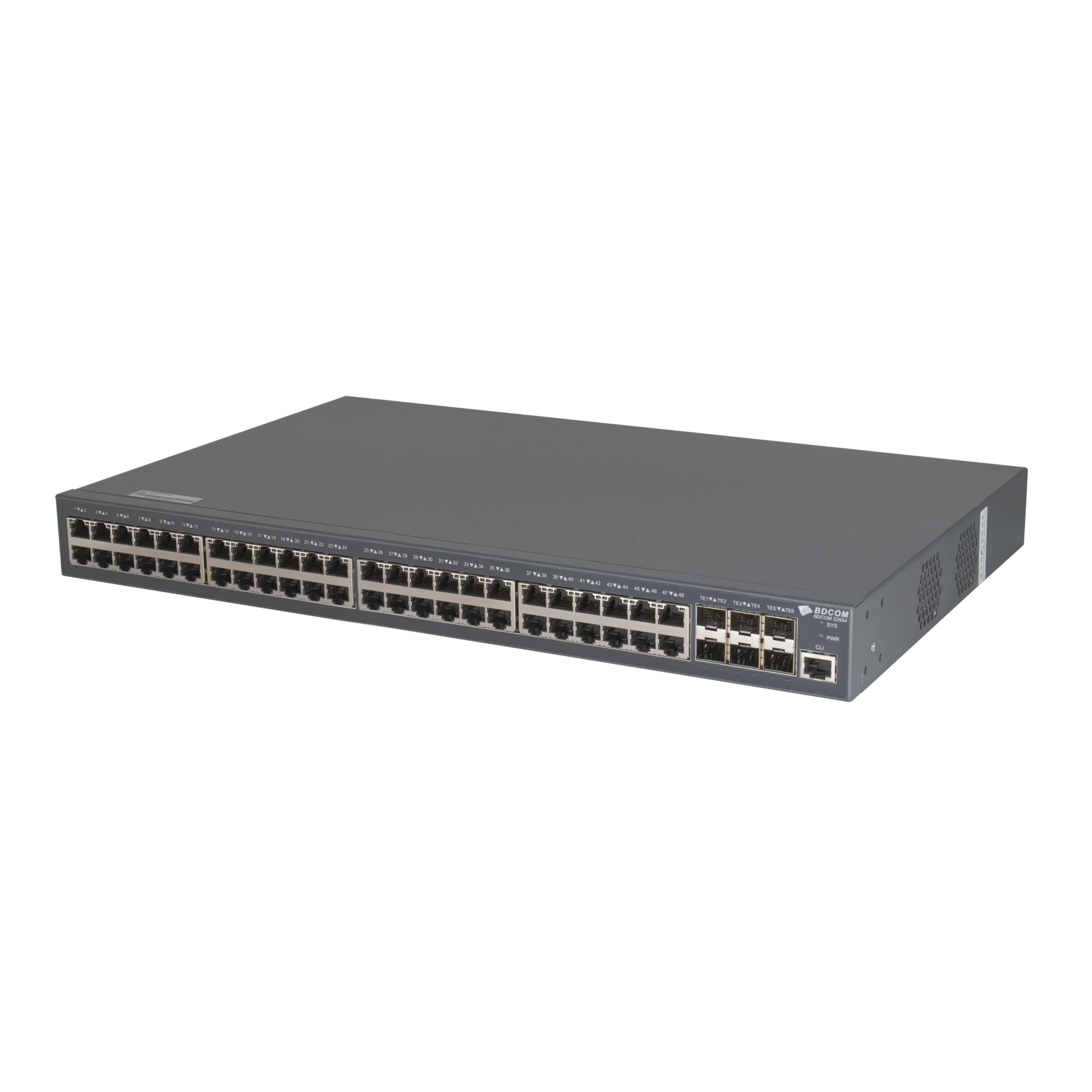 Управляемый коммутатор уровня 3 BDCOM S2900-48T6X, 48x 10/100/1000Base-T, 6x 1/10GE SFP+, 220VAC