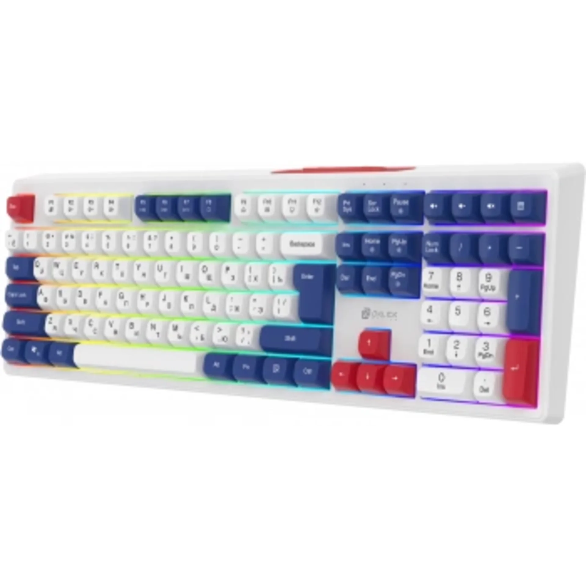 Клавиатура Оклик 725G белый/красный USB Multimedia for gamer LED (2070294) кабель 1.8м