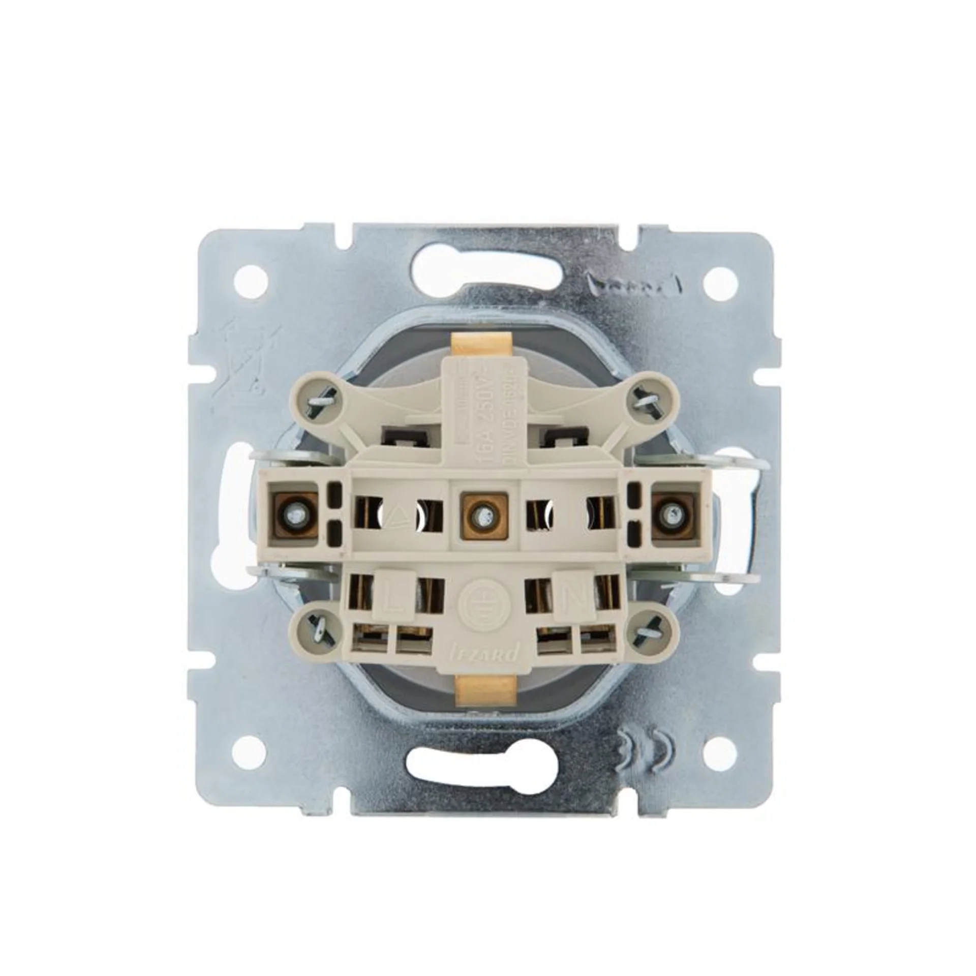 Розетка 1-м СП Karina с заземл. термопласт механизм матов. серебр. LEZARD 707-4388-122B