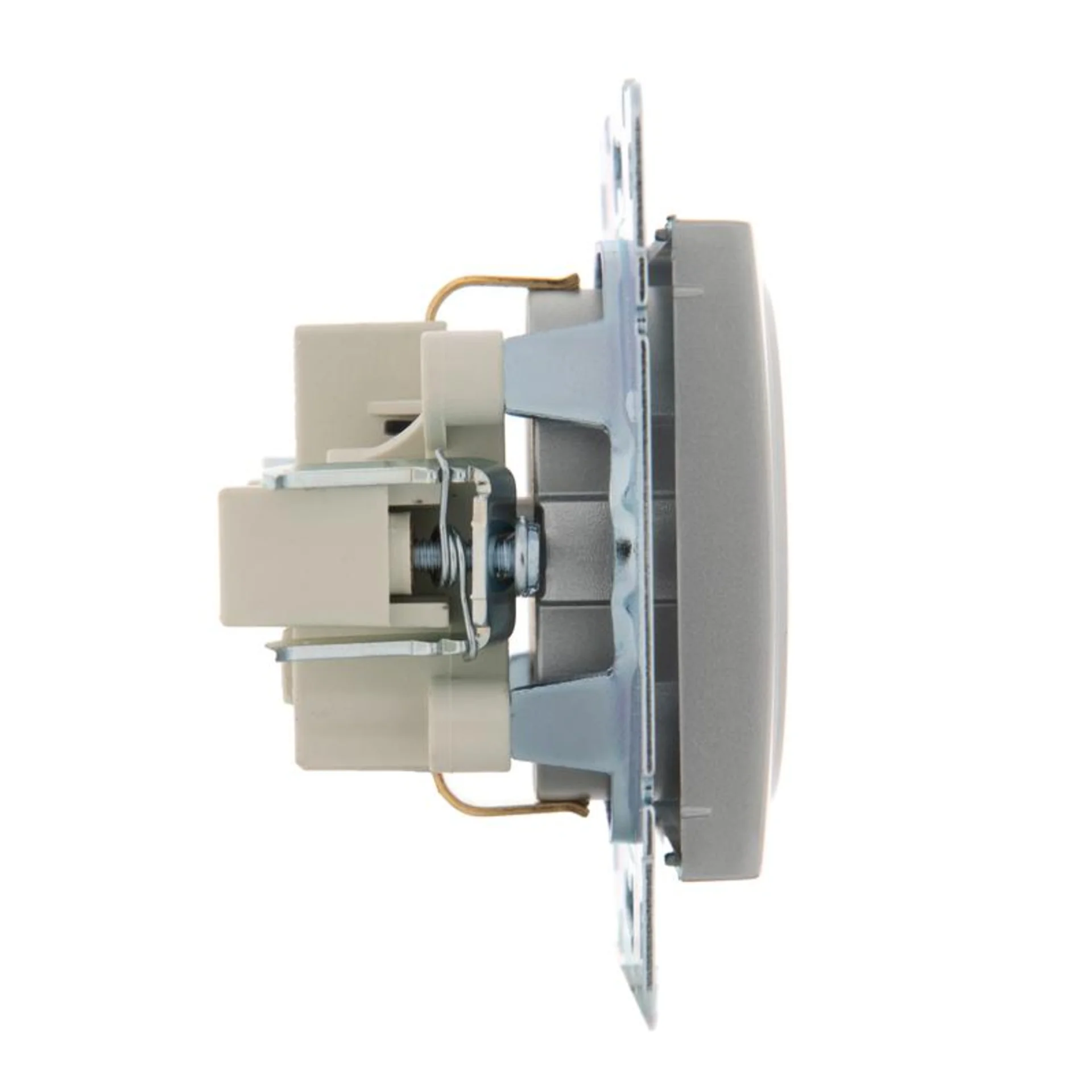 Розетка 1-м СП Karina с заземл. термопласт механизм матов. серебр. LEZARD 707-4388-122B