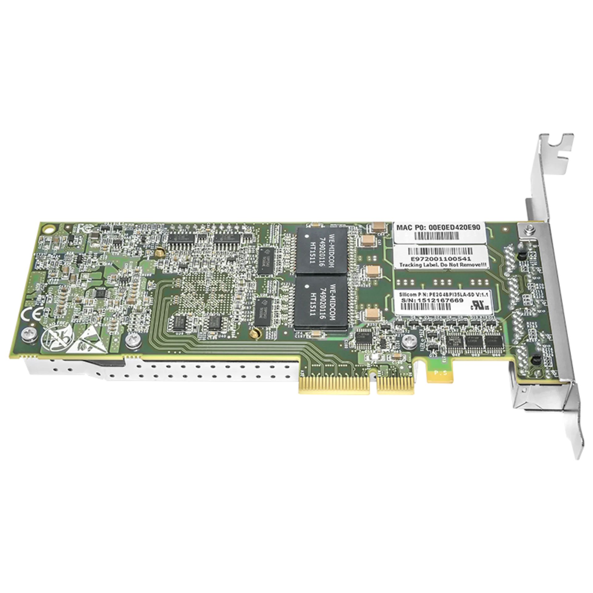 Сетевая карта 4 порта 10/100/1000Base-T Bypass (RJ45, Intel i350AM4), Silicom PE2G4BPi35LA-SD