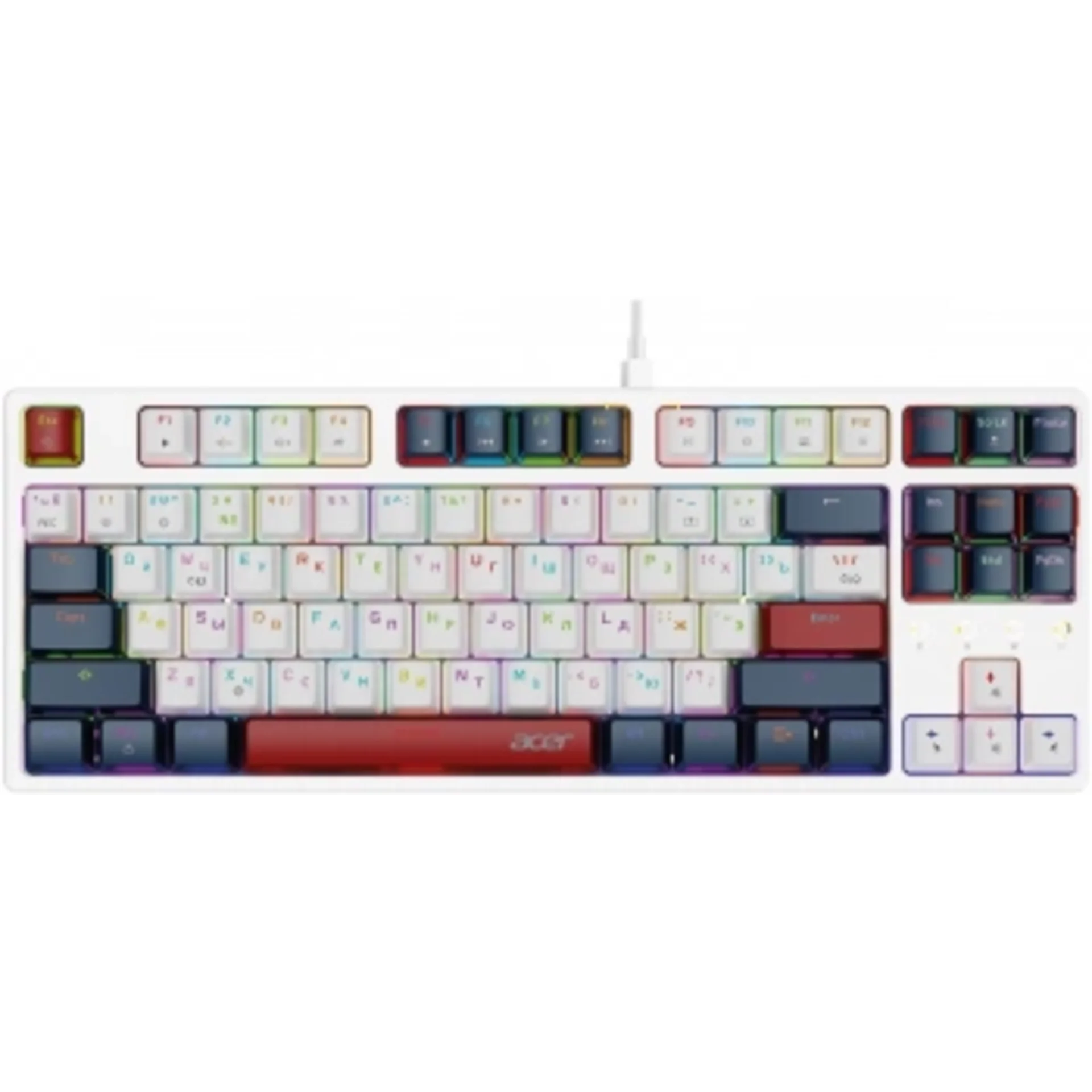 Клавиатура Acer OKW305 механическая белый USB Multimedia for gamer LED (ZL.KBDCC.01W)