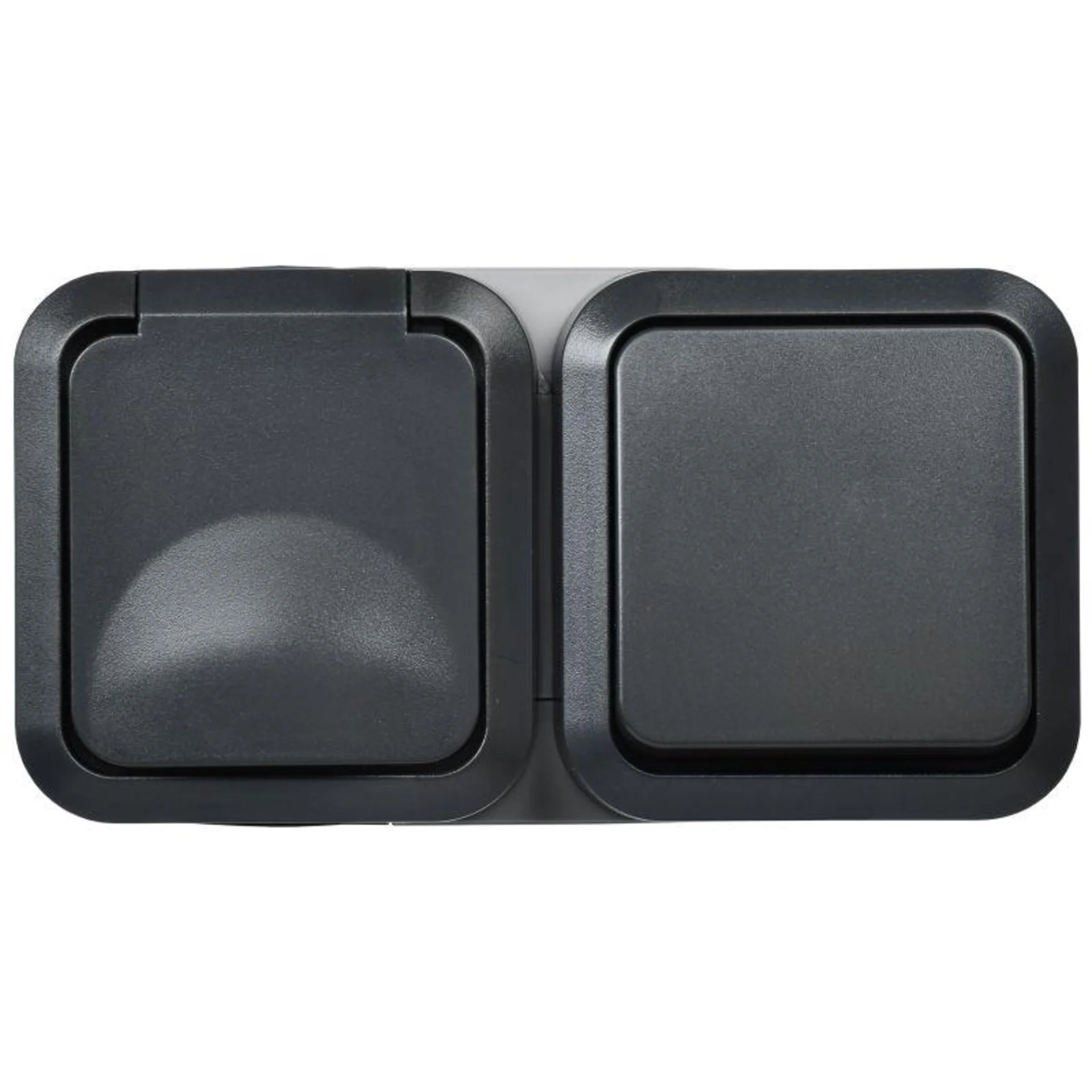 Блок ОП розетка + выключ. горизонт. TORS 16А IP55 TS142 графит IEK TS-G10-6-55-V-K53