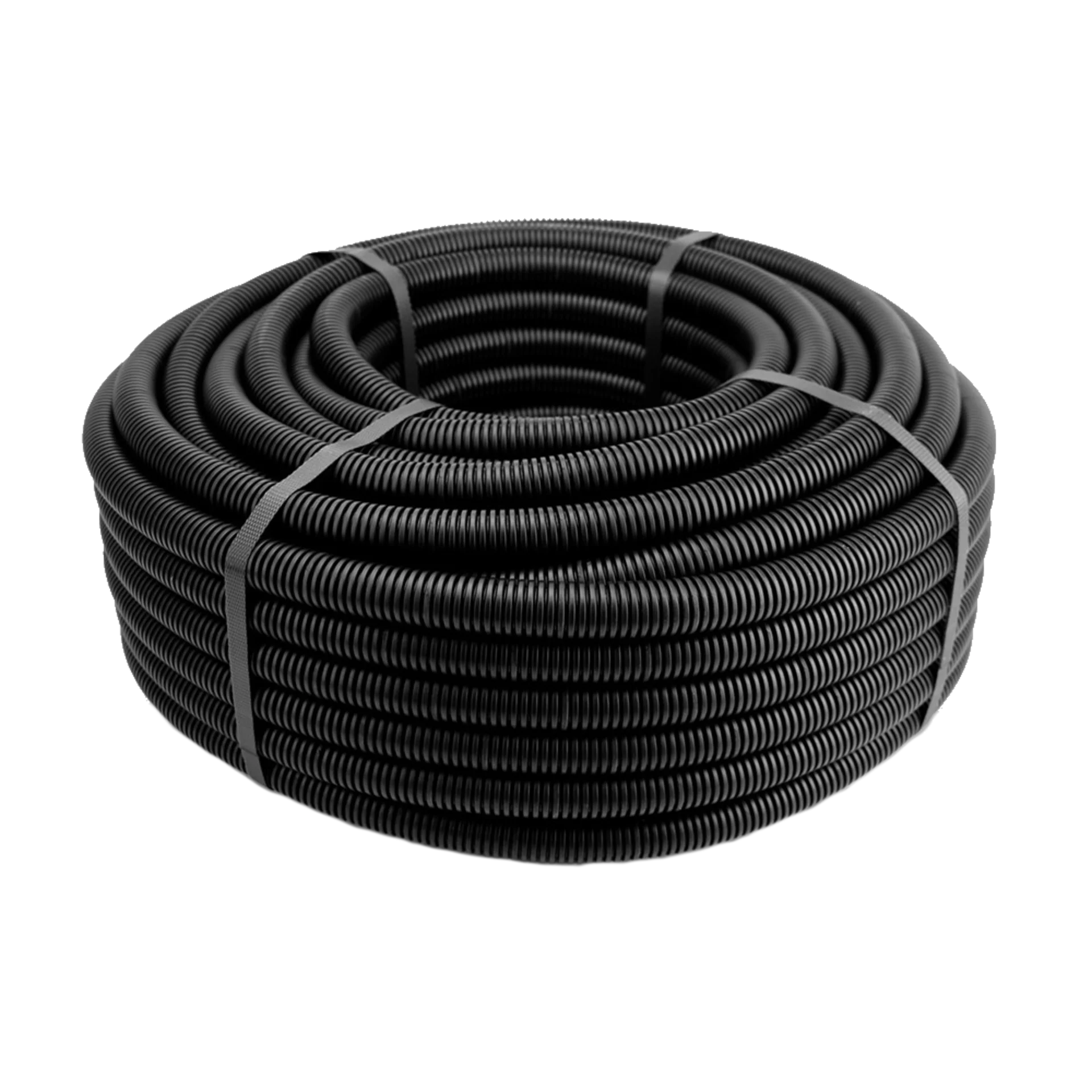 Труба гофрированная ПНД d32мм с протяж. черн. (уп.50м)