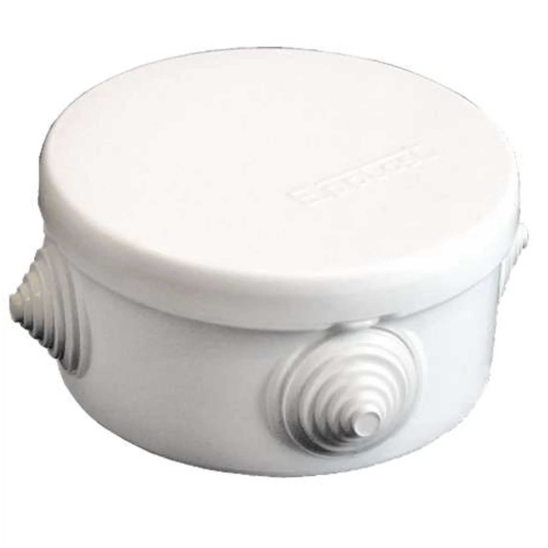 Коробка распределительная ОП d90х45мм У140 IP54 4 выхода 4 гермоввода крышка защелкивающаяся бел. Ep