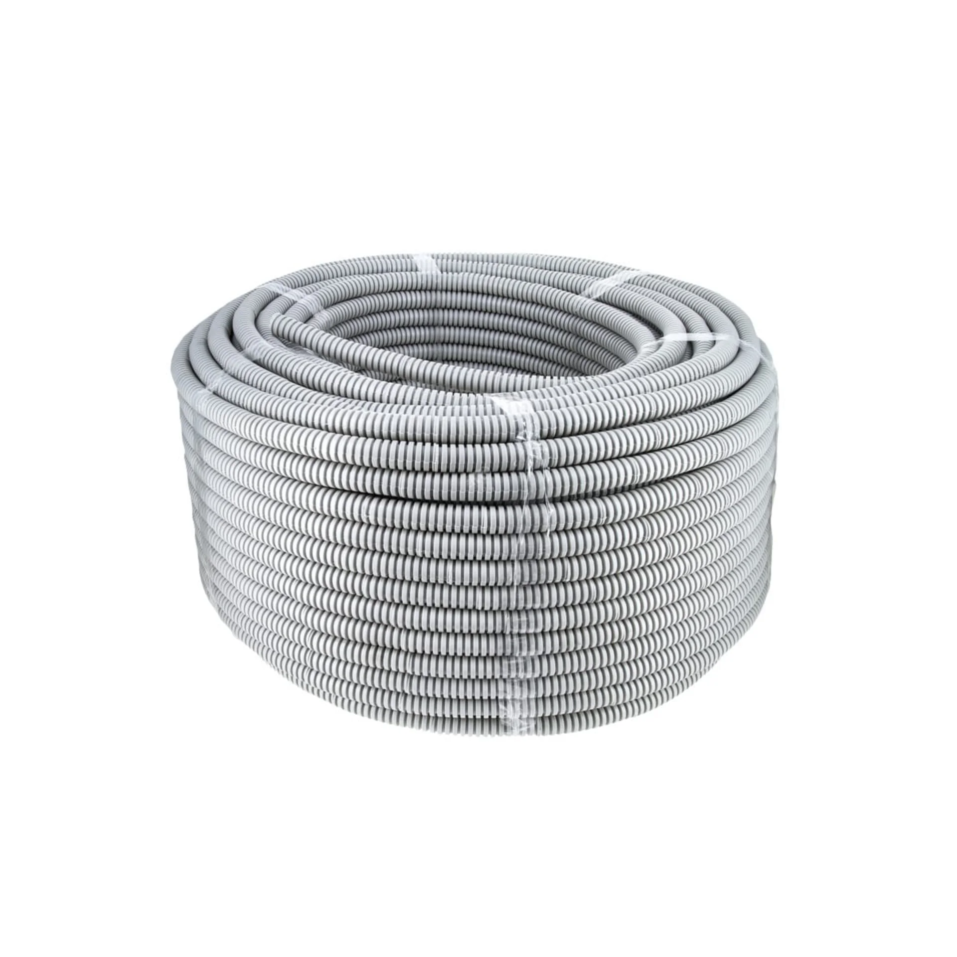 Труба гофрированная ПВХ d20мм с протяжкой сер. (уп.100м)