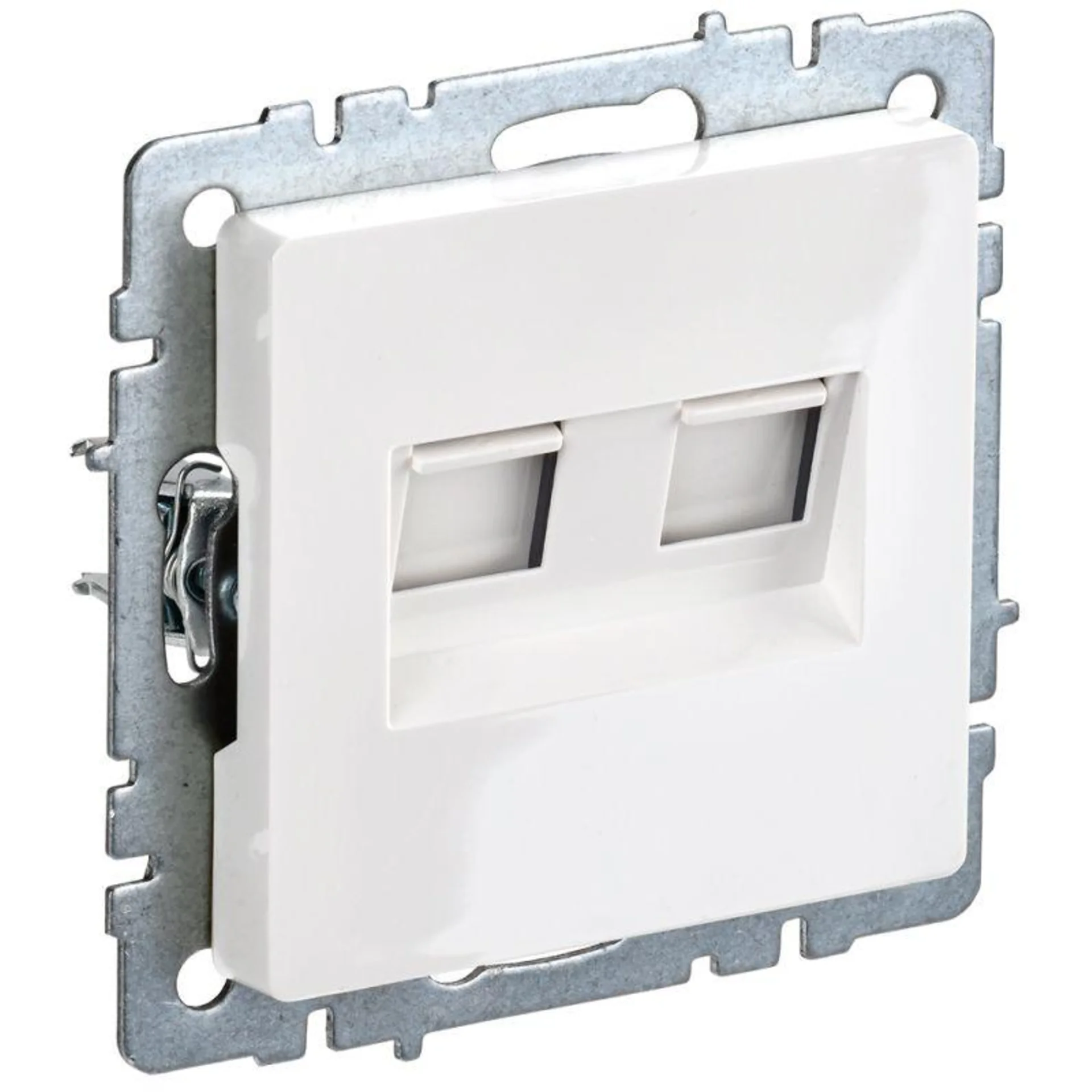 Розетка компьютерная двойная СП RJ45 кат.5E BRITE РК10-2-БрБ бел. IEK BR-K20-1-K01