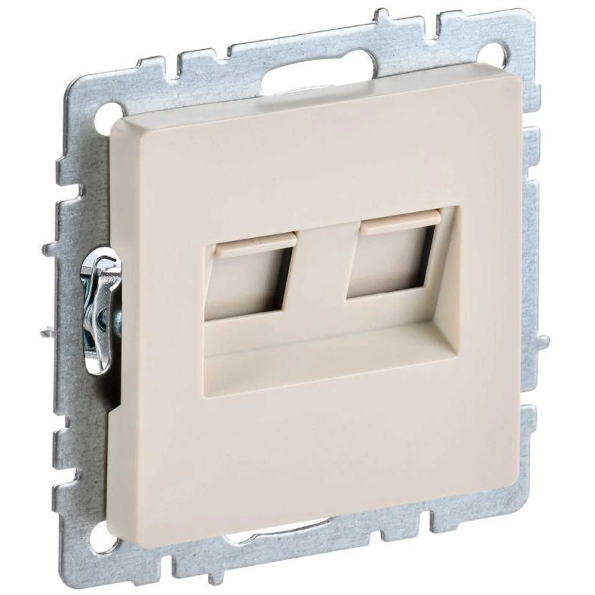 Розетка компьютерная двойная СП RJ45 кат.5E BRITE РК10-2-БрКр беж. IEK BR-K20-1-K10