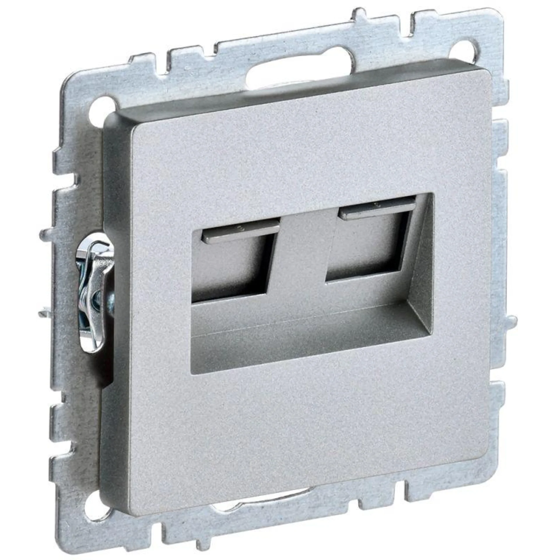 Розетка компьютерная двойная СП RJ45 кат.5E BRITE РК10-2-БрА алюм. IEK BR-K20-1-K47