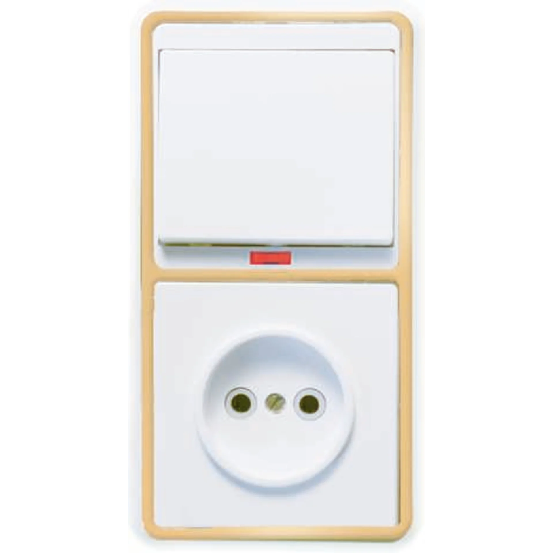 Блок БКВР-214 Бэлла (1-кл. выкл. с инд. + розетка) зол. Кунцево 5818