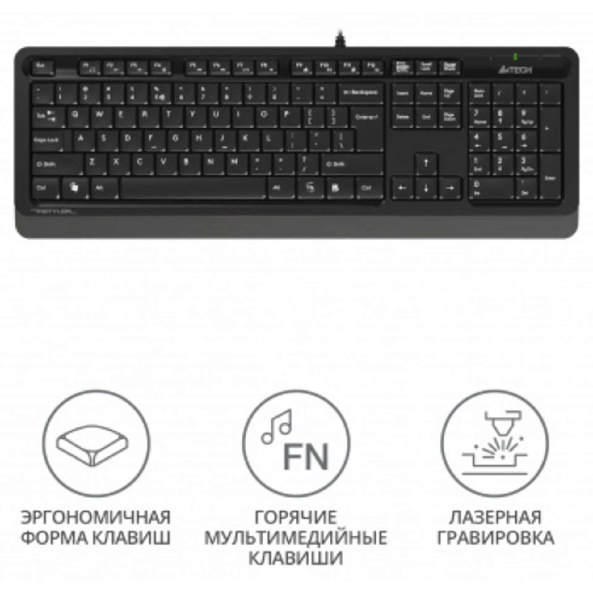 Клавиатура A4Tech Fstyler FK10 черный/серый USB
