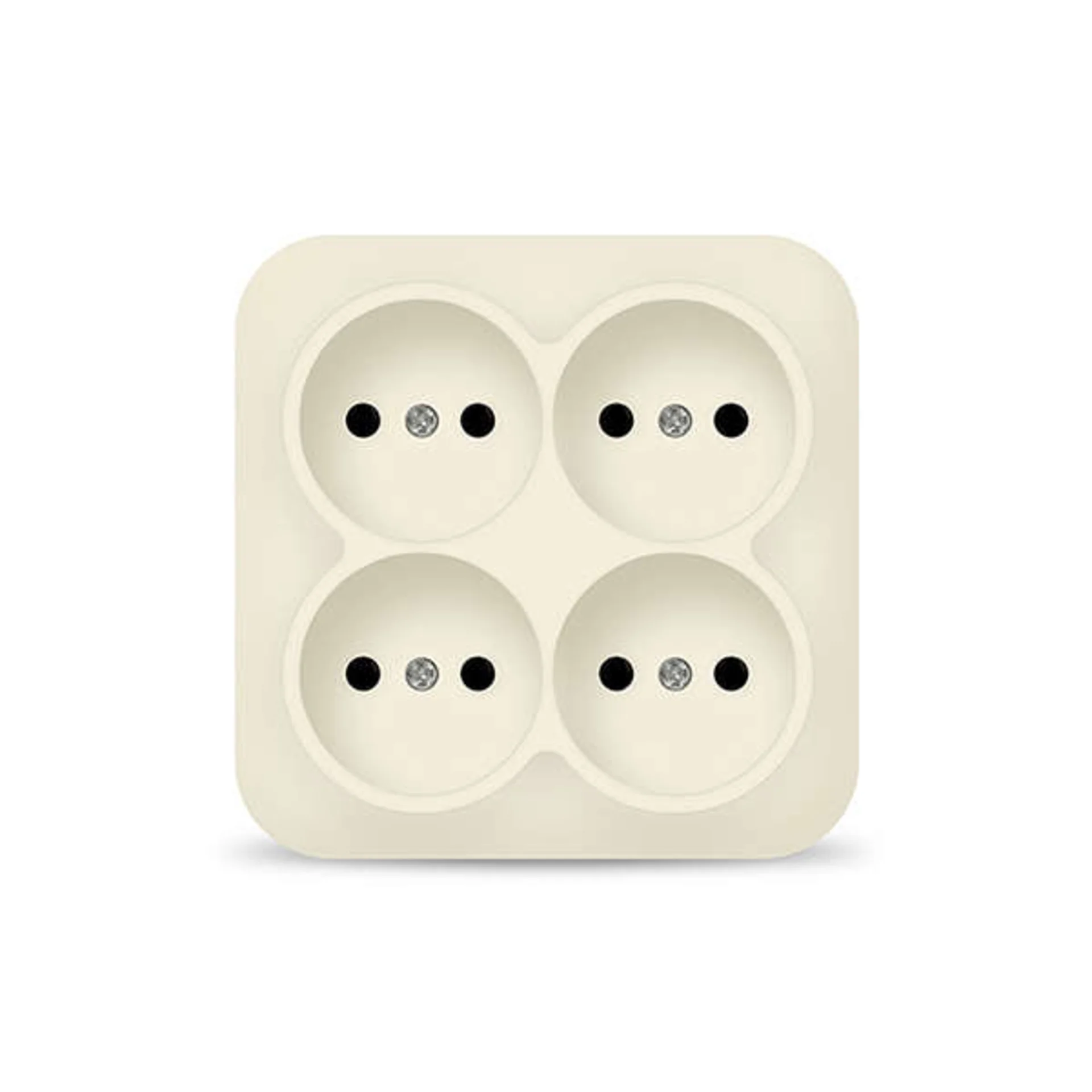 Розетка 4-м ОП 10А IP20 квадрат. без заземл. сл. кость IONICH 1453