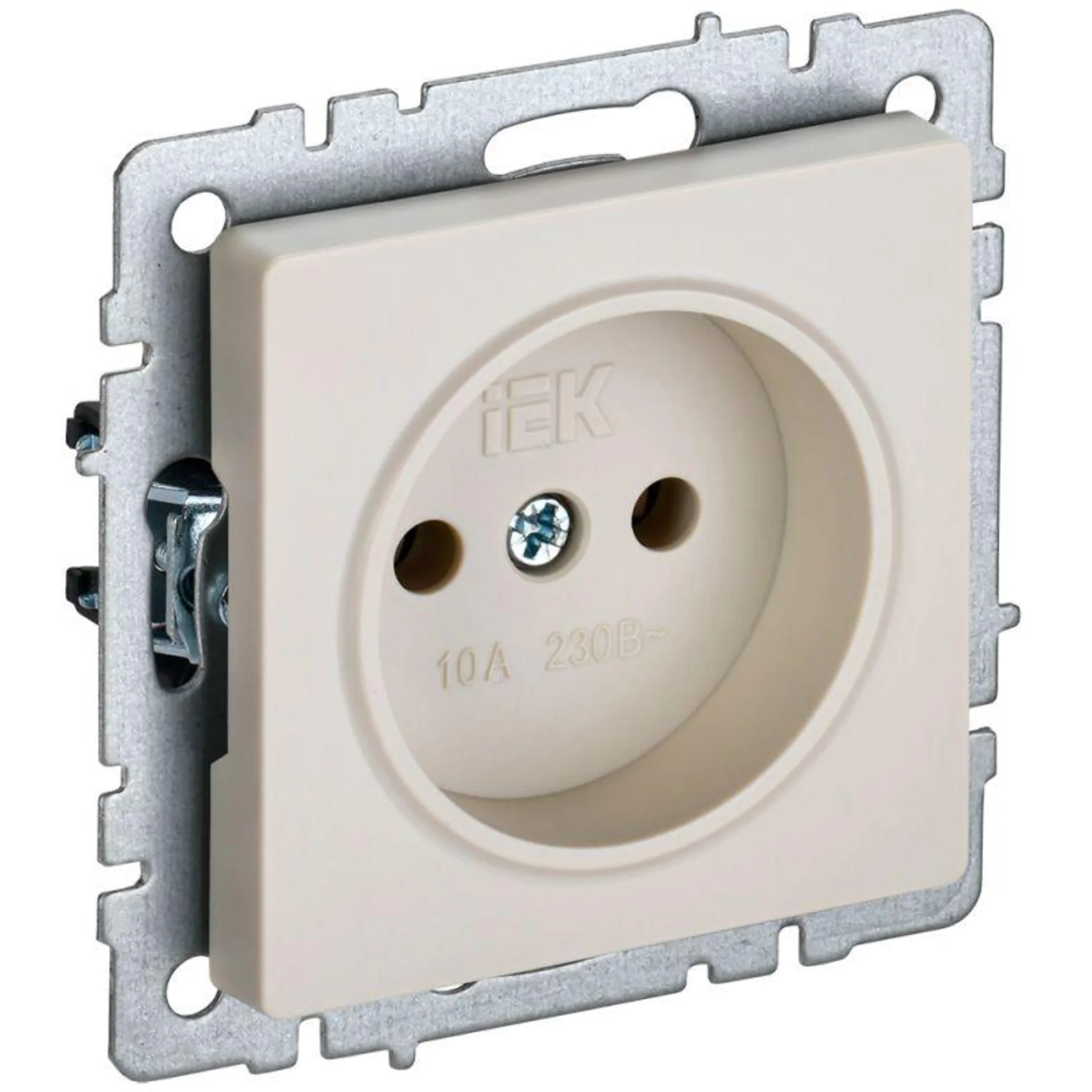 Розетка BRITE РС10-1-0-БрКр 10А без заземл. без защ. шторок беж. IEK BR-R10-10-K10