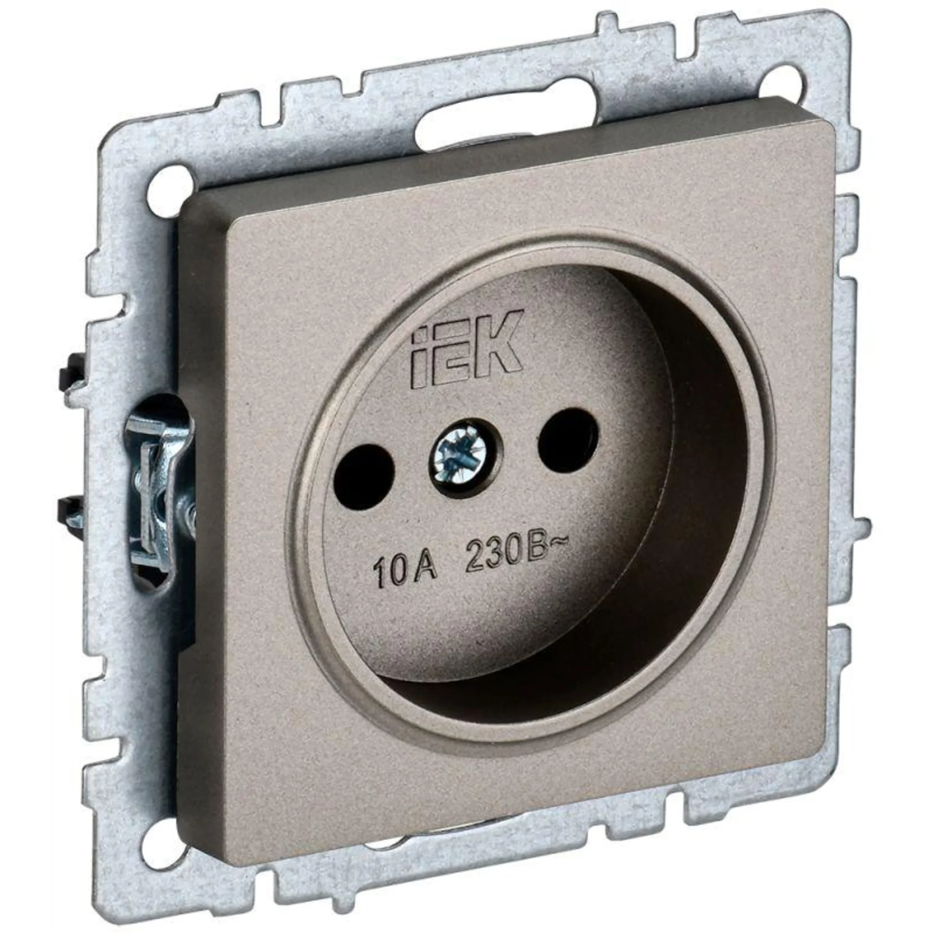 Розетка BRITE РС10-1-0-БрШ 10А без заземл. без защ. шторок шампань IEK BR-R10-10-K37