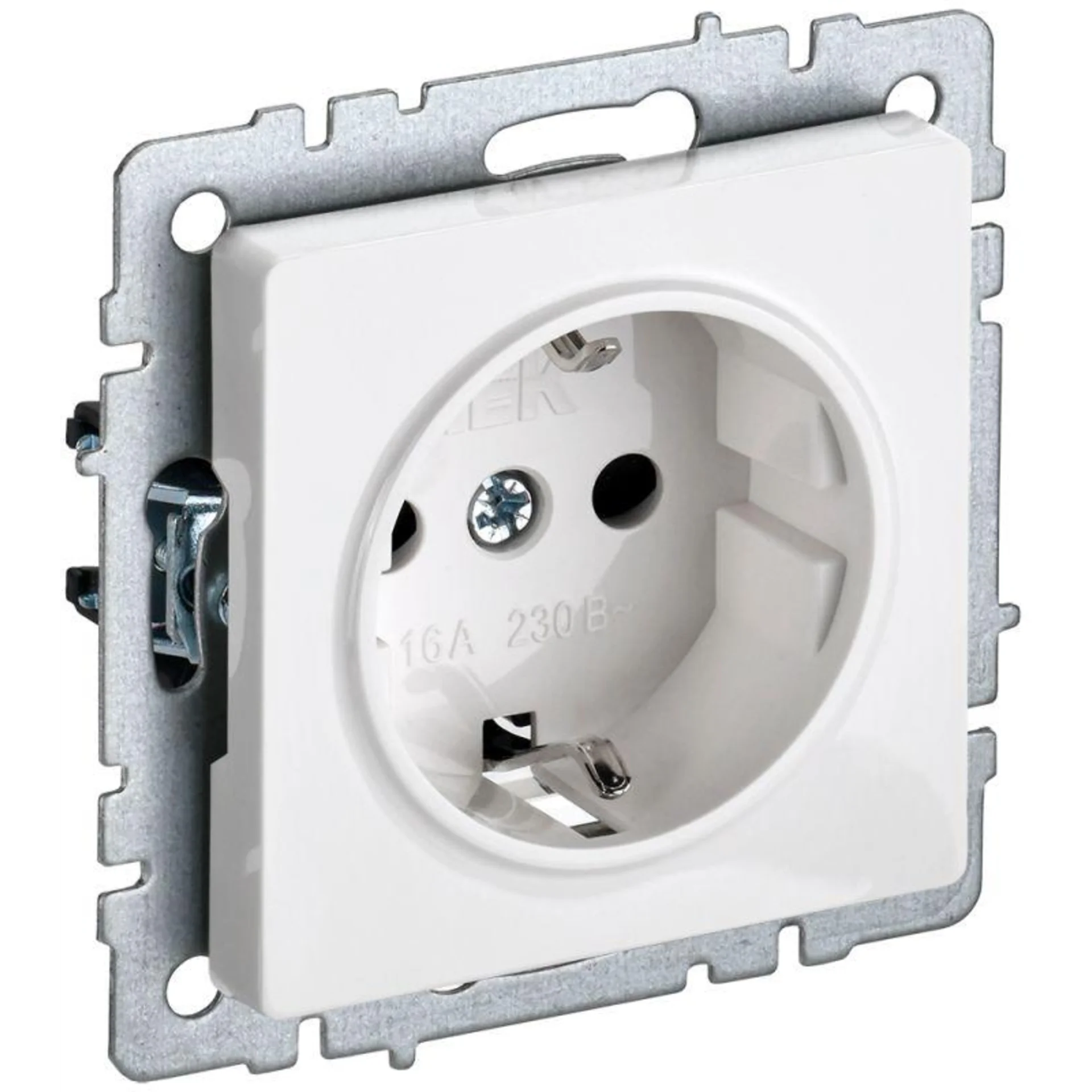 Розетка BRITE РС11-1-0-БрБ 16А с заземл. без защ. шторки бел. IEK BR-R11-16-K01