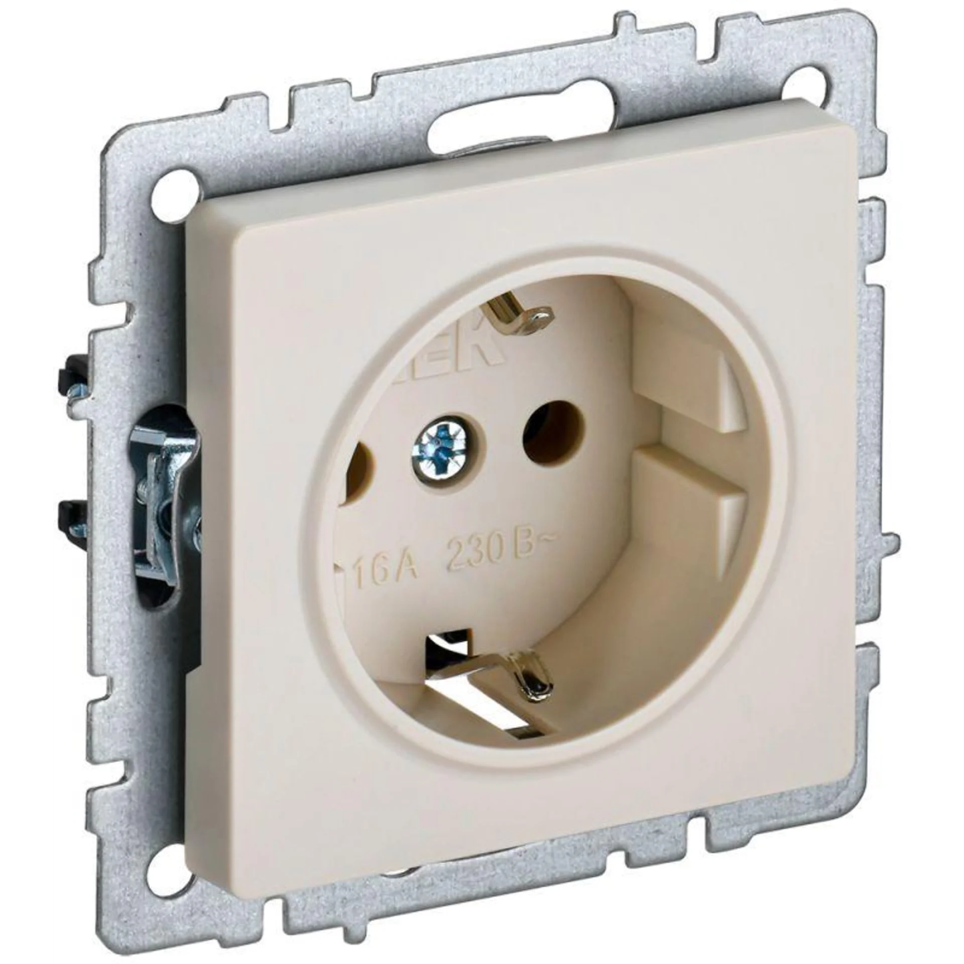 Розетка BRITE РС11-1-0-БрКр 16А с заземл. без защ. шторки беж. IEK BR-R11-16-K10