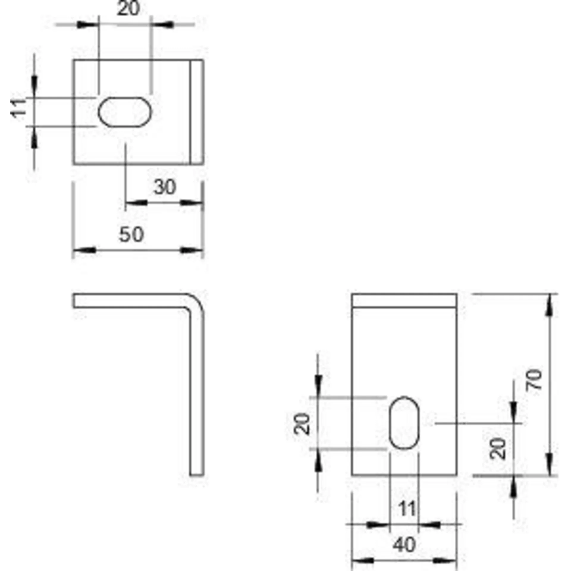 Комплект креп. угловой 70х50+болт M10х25 гор. оцинк. BW 70 40 FT OBO 6019706