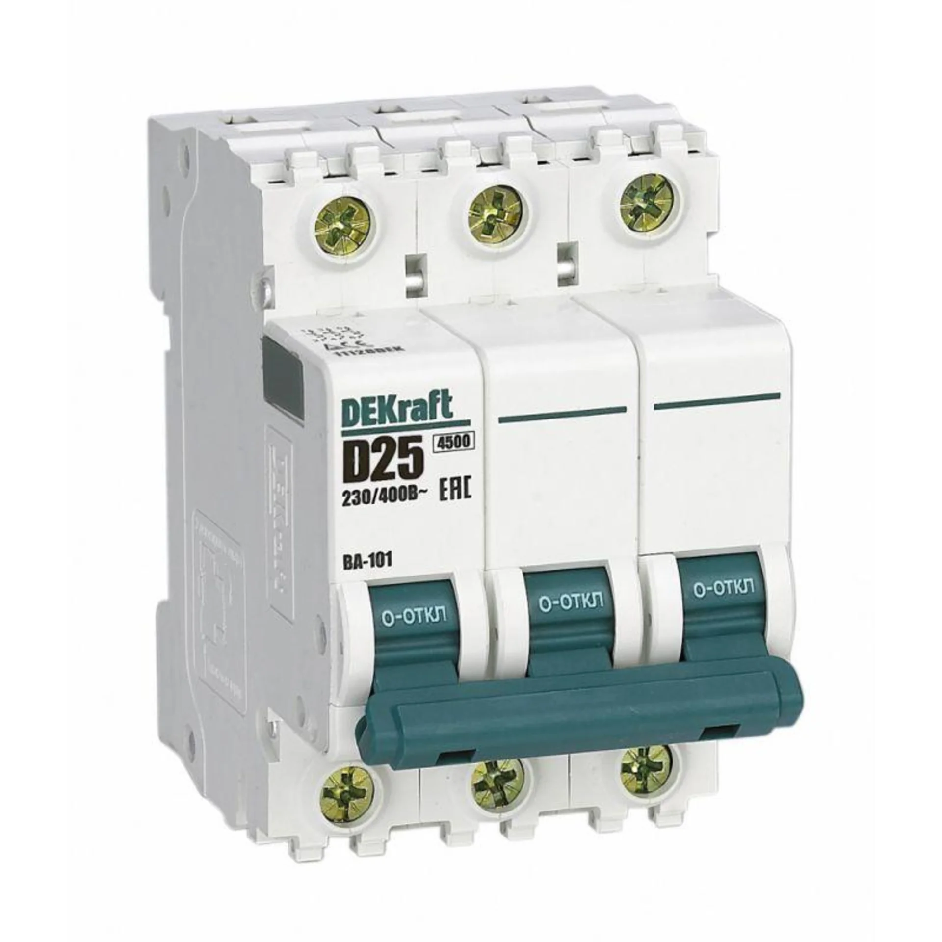 Выключатель автоматический модульный 3п D 25А 4.5кА ВА-101 DEKraft 11128DEK
