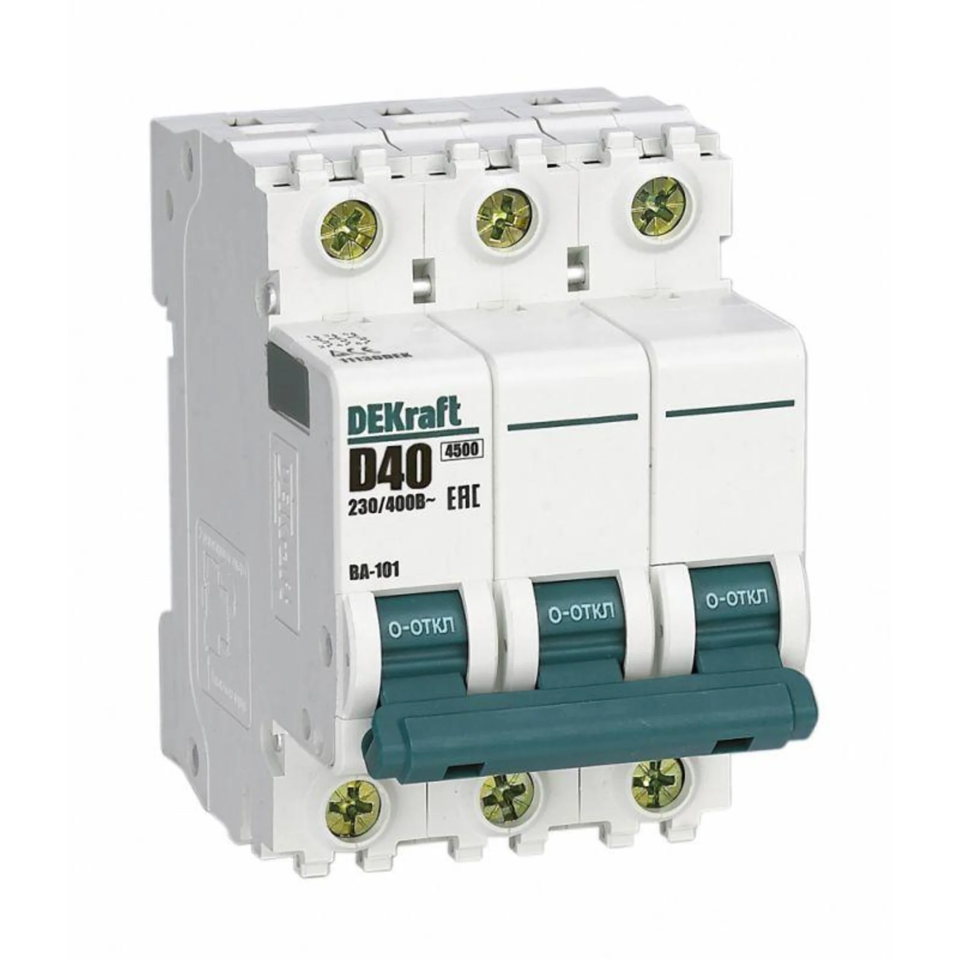 Выключатель автоматический модульный 3п D 40А 4.5кА ВА-101 DEKraft 11130DEK