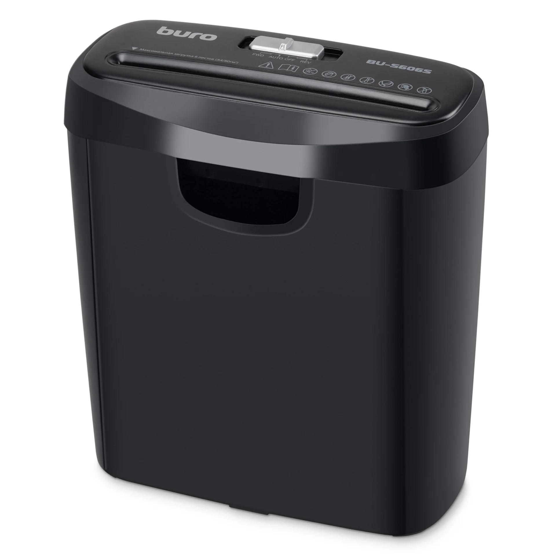 Шредер Buro Home BU-S606S черный (секр.Р-2) ленты 6лист. 11лтр. пл.карты