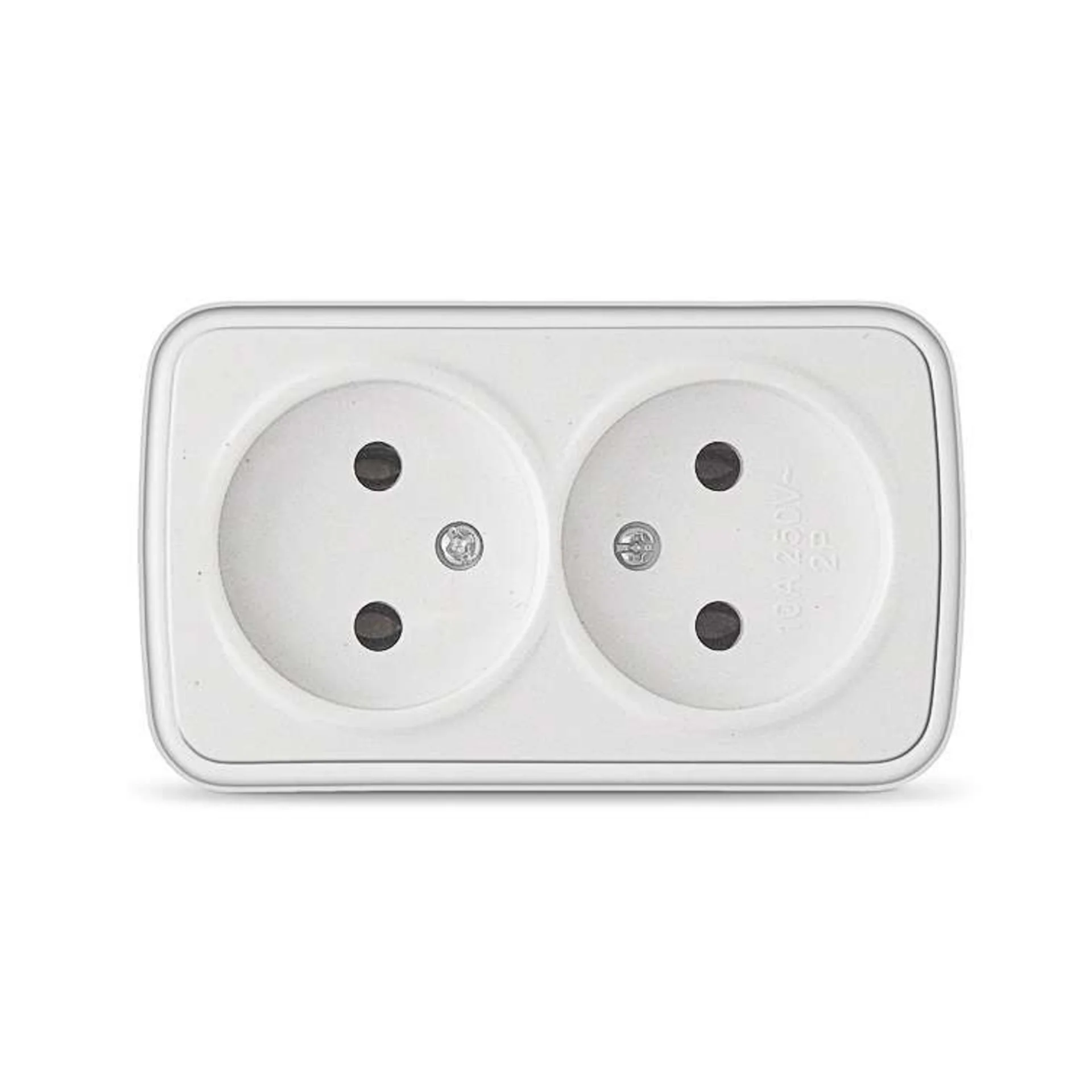 Розетка 2-м ОП Электра 16А IP20 без заземл. бел. Союз 0024