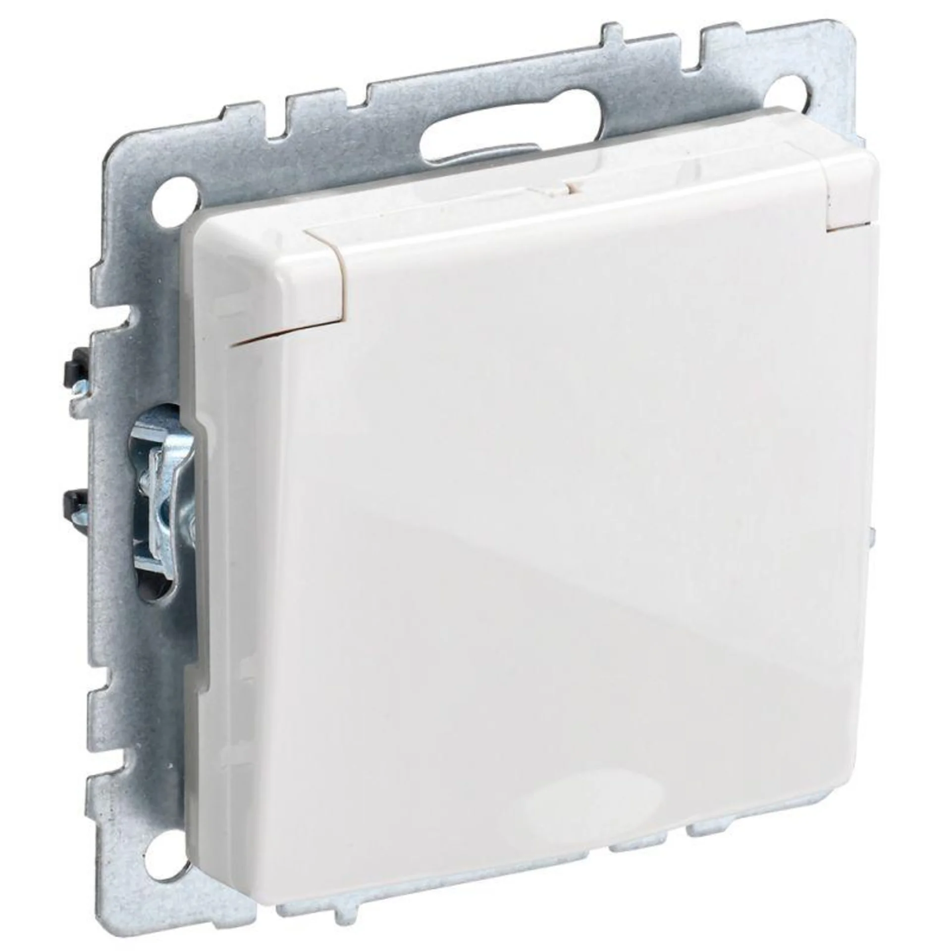 Розетка BRITE РСбш10-3-44-БрБ 16А IP44 с заземл. защ. шторки с крышкой бел. IEK BR-R16-16-44-K01