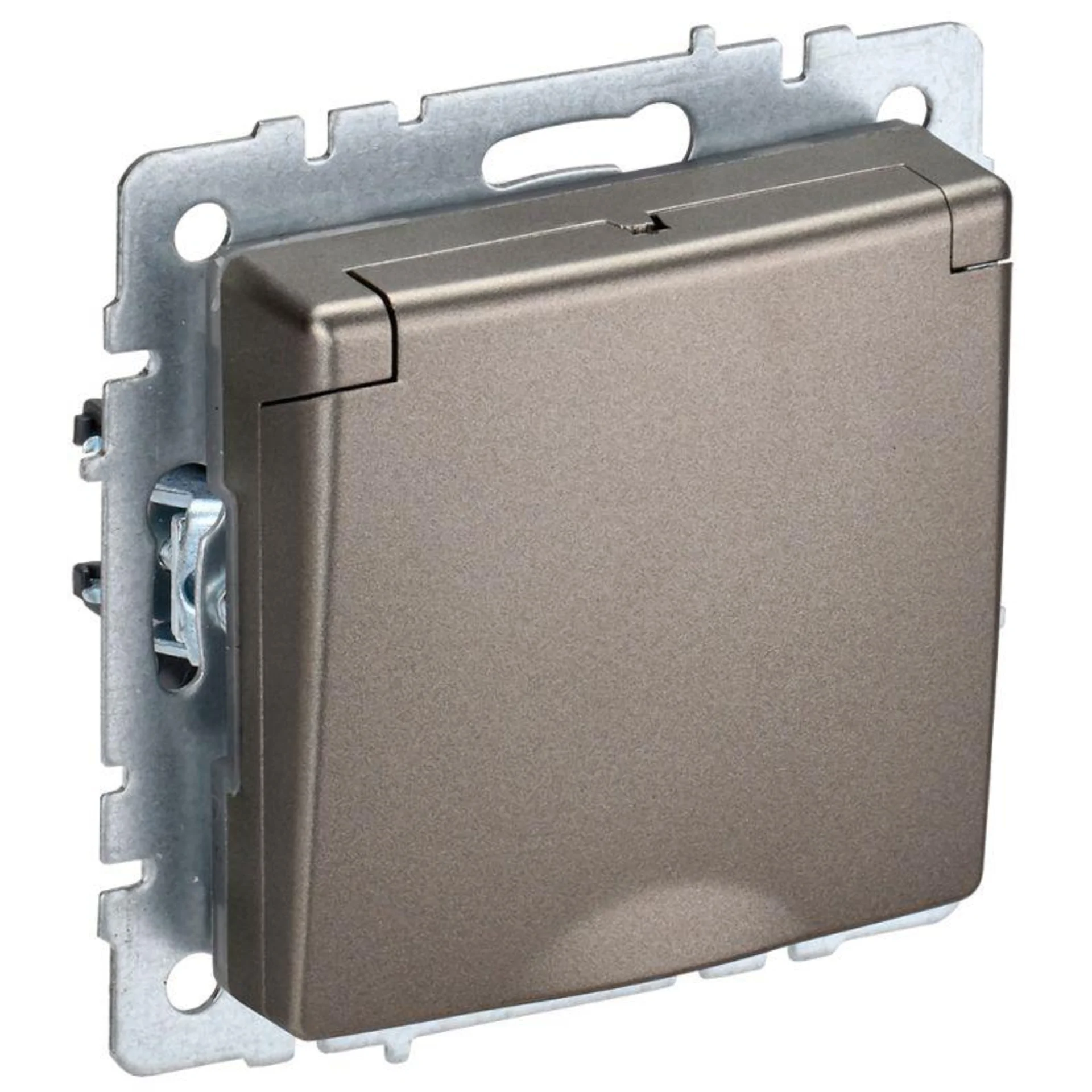 Розетка BRITE РСбш10-3-44-БрШ 16А IP44 с заземл. защ. шторки с крышкой шампань IEK BR-R16-16-44-K37