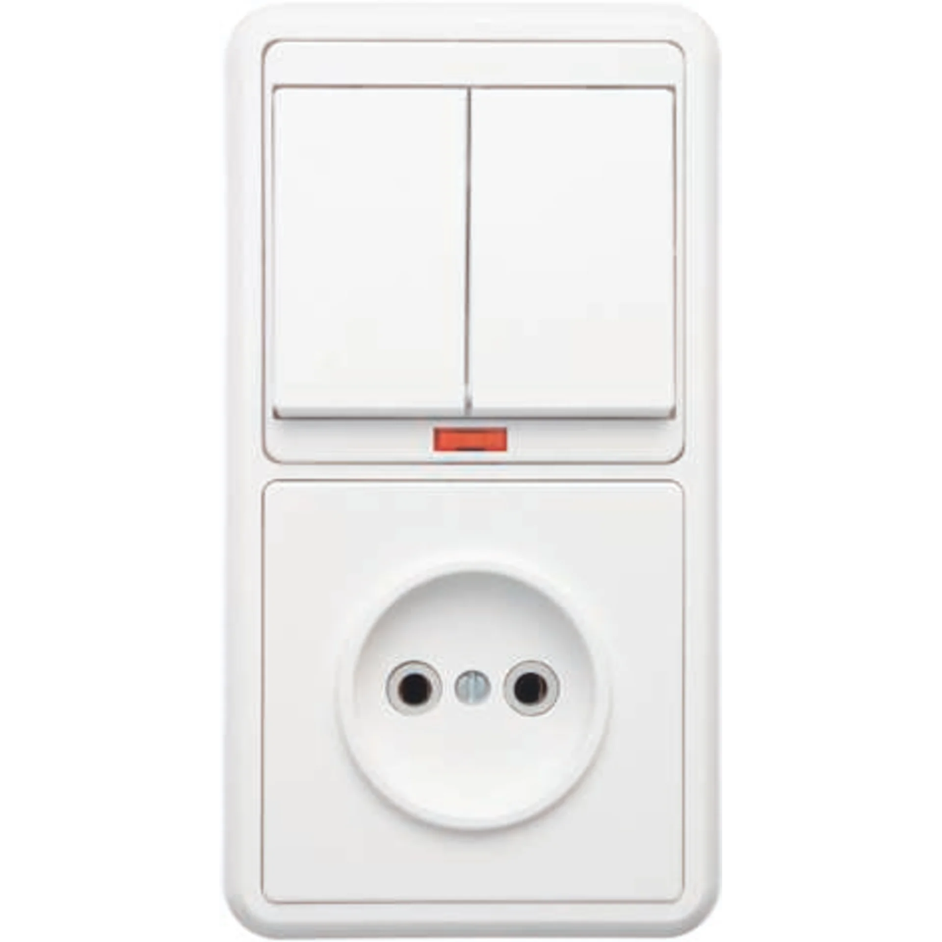 Блок БКВР-213 Бэлла (2-кл. выкл. с инд. + розетка) бел. Кунцево 5829