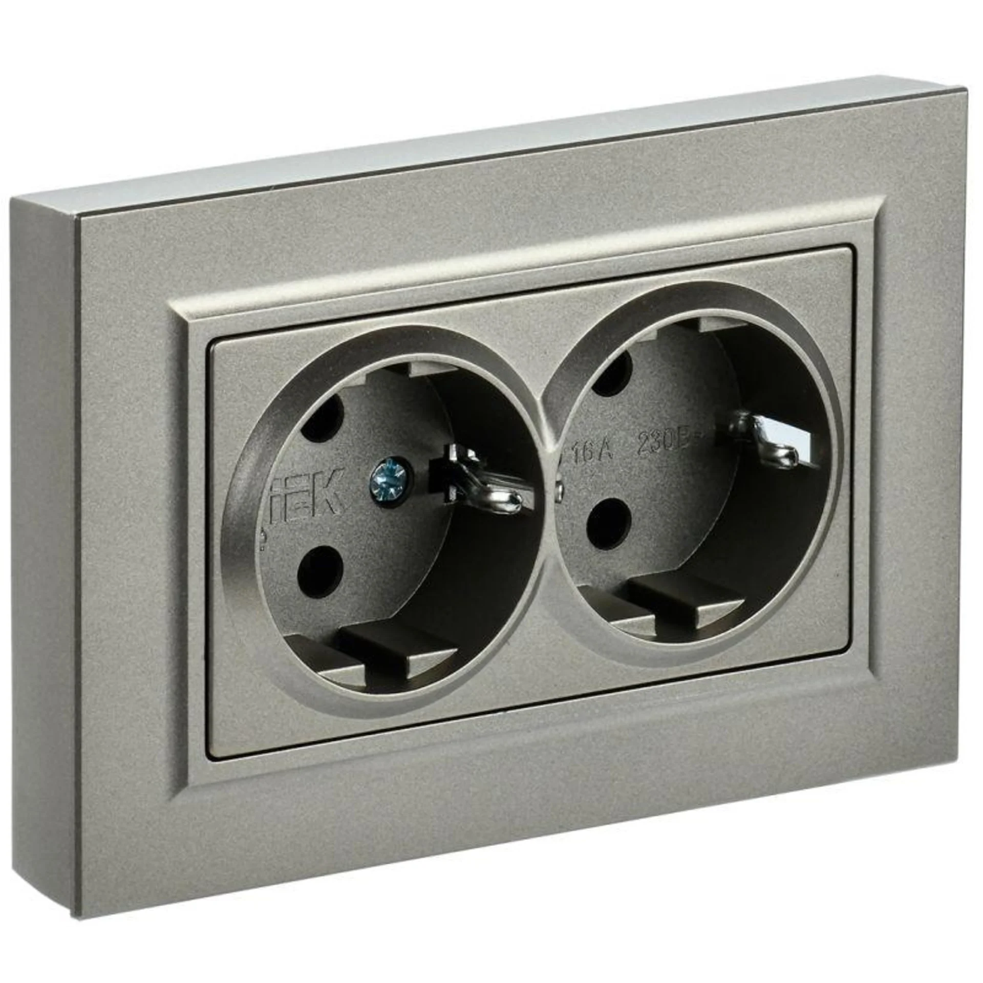 Розетка 2-м СП BRITE РС12-3-БрШ 16А в сборе с заземл. без защ. шторок шампань IEK BR-R21-16-K37-F