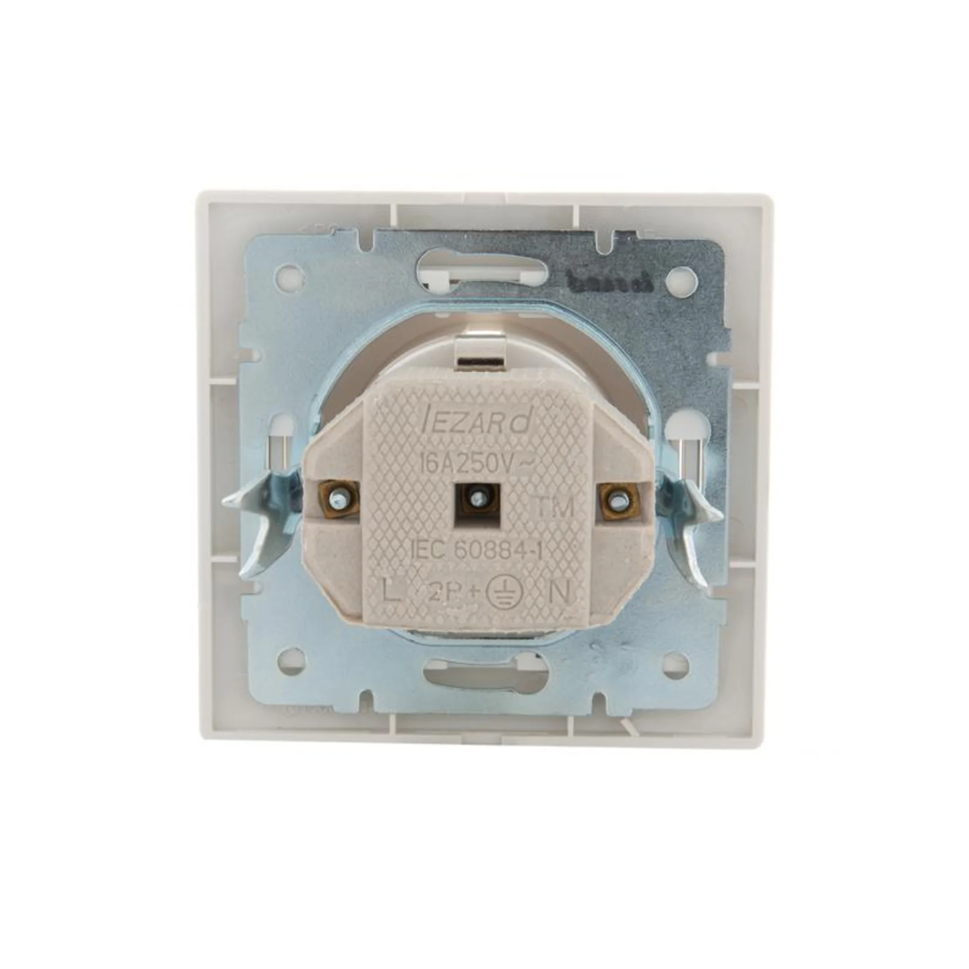 Розетка 1-м СП Mira 16А IP20 с заземл. со вставкой керамика жемчуж./бел. перламутр. LEZARD 701-3030-