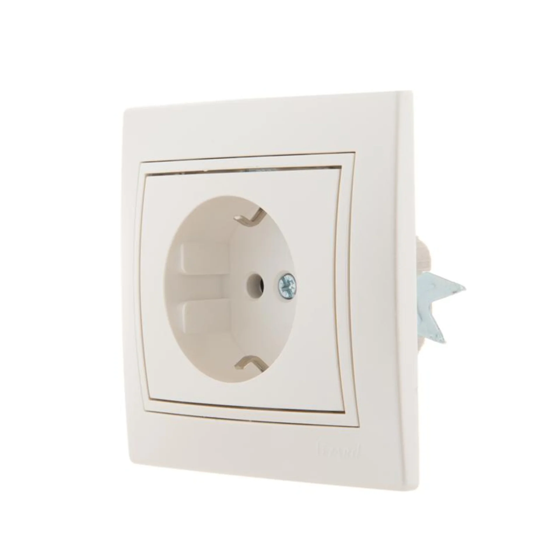Розетка 1-м СП Mira 16А IP20 с заземл. со вставкой керамика жемчуж./бел. перламутр. LEZARD 701-3030-