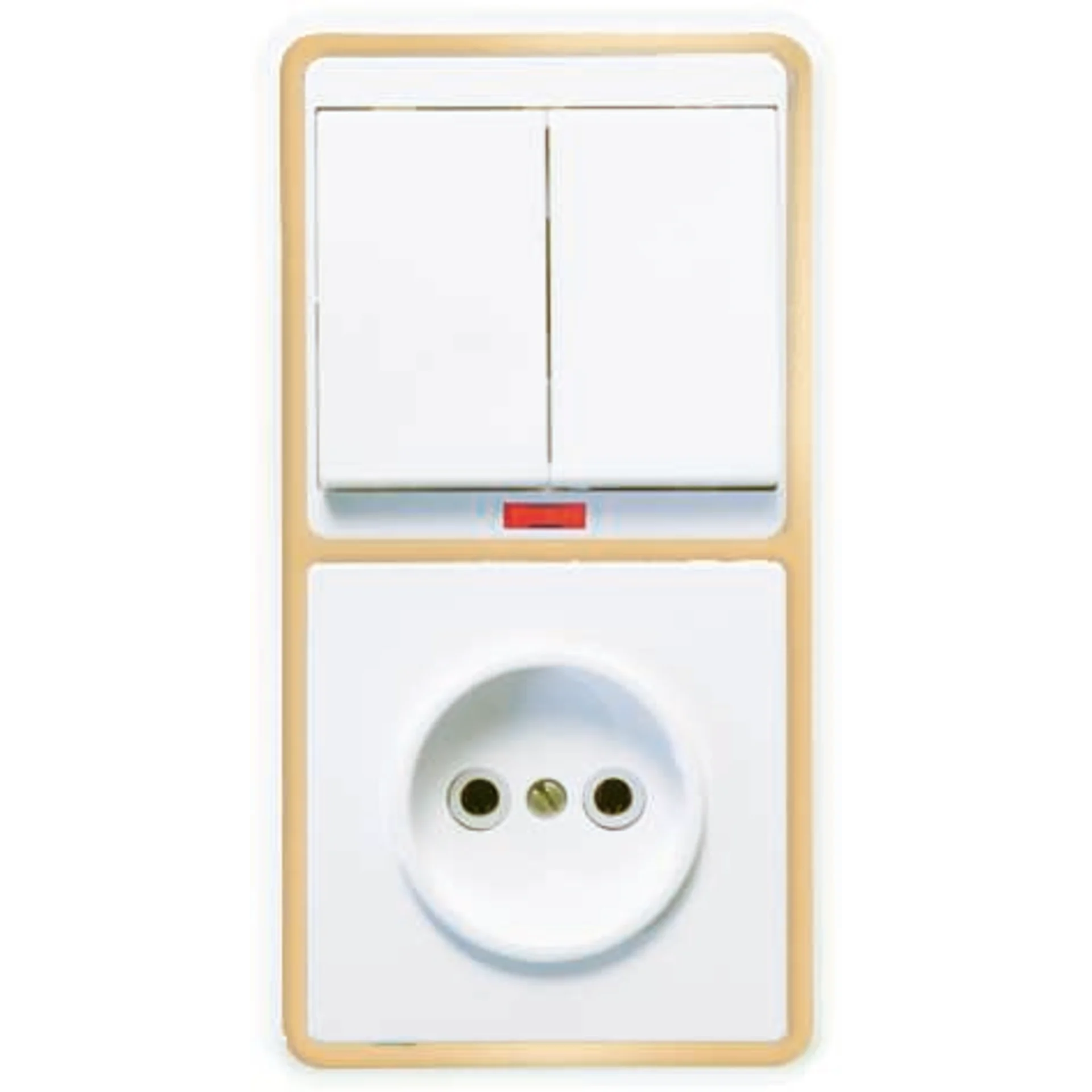 Блок БКВР-213 Бэлла (2-кл. выкл. с инд. + розетка) зол. Кунцево 5830