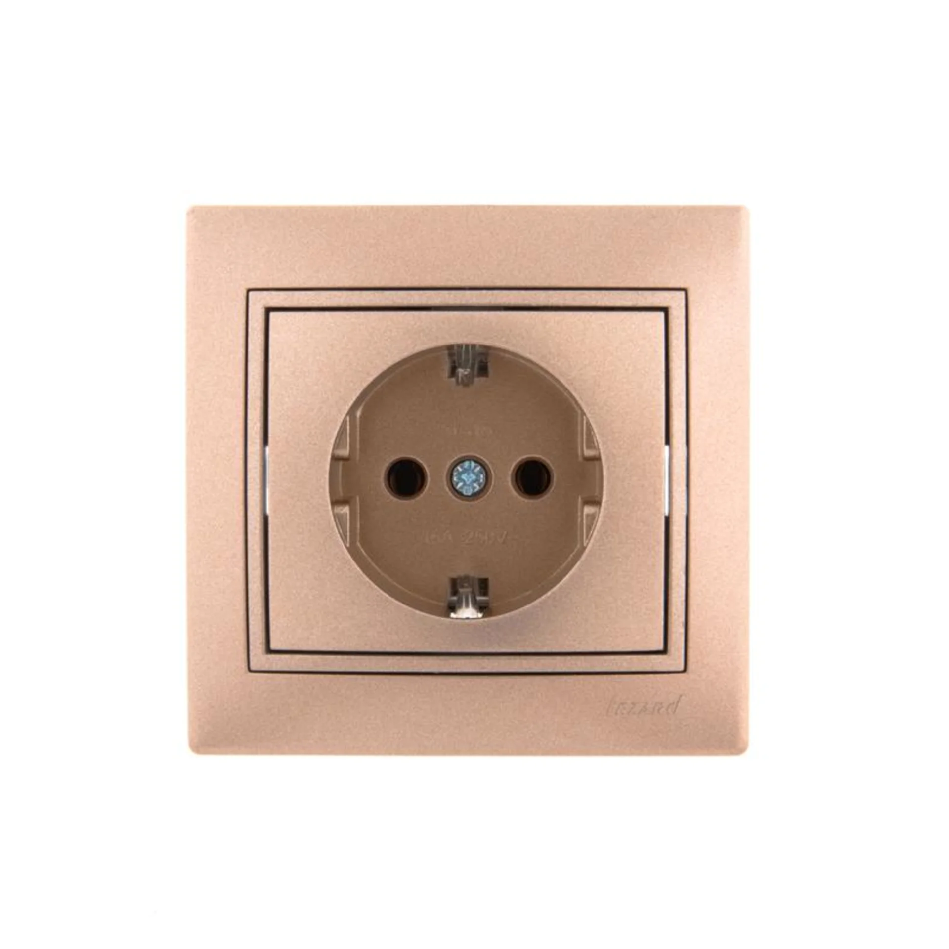 Розетка 1-м СП Mira 16А IP20 с заземл. со вставкой керамика свет. корич. перламутр. LEZARD 701-3131-