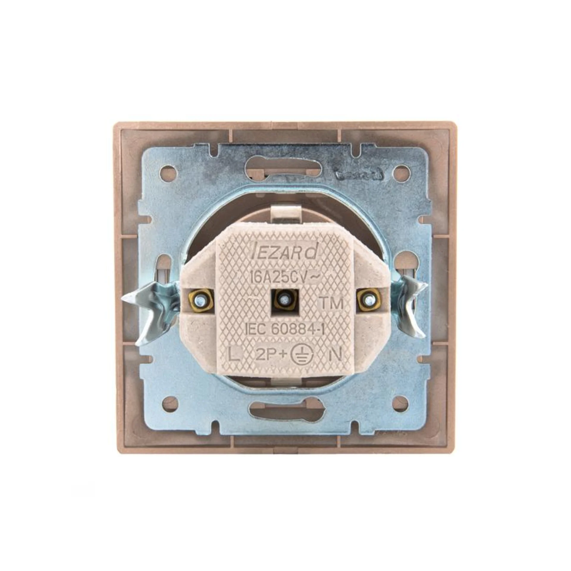 Розетка 1-м СП Mira 16А IP20 с заземл. со вставкой керамика свет. корич. перламутр. LEZARD 701-3131-
