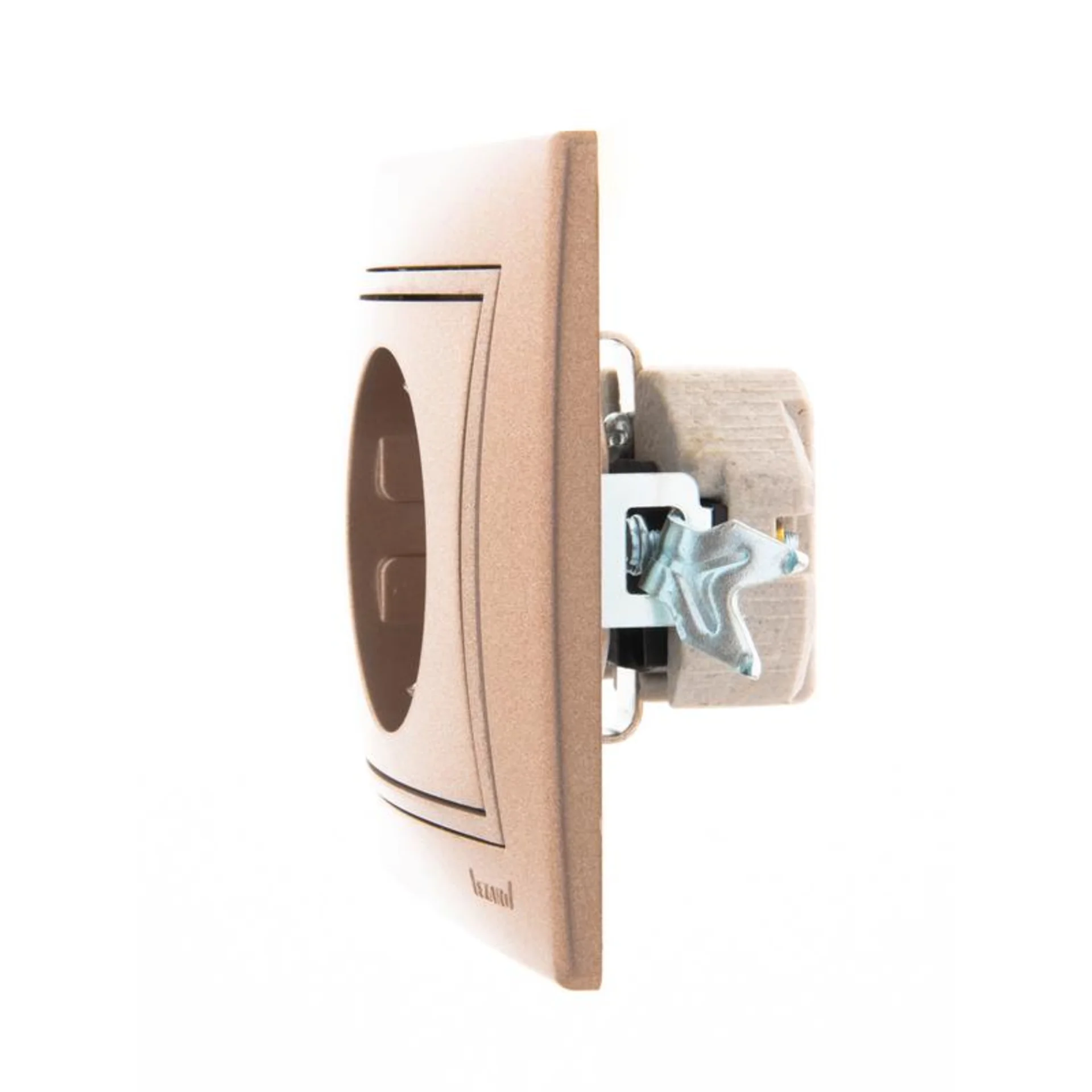 Розетка 1-м СП Mira 16А IP20 с заземл. со вставкой керамика свет. корич. перламутр. LEZARD 701-3131-