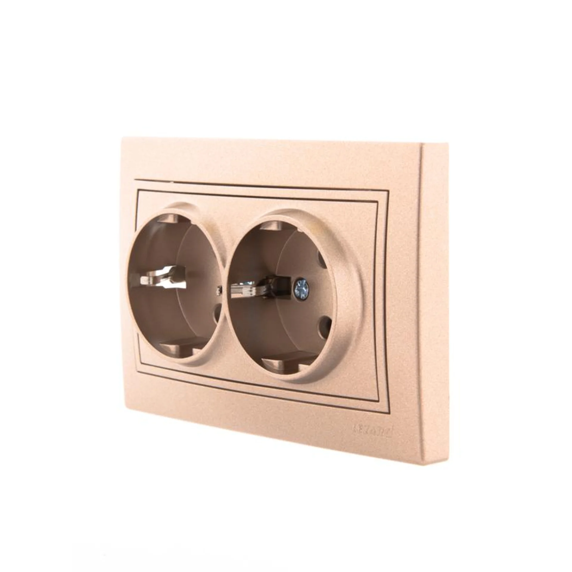 Розетка 2-м СП Mira 16А IP20 с заземл. со вставкой керамика свет. корич. перламутр. LEZARD 701-3131-