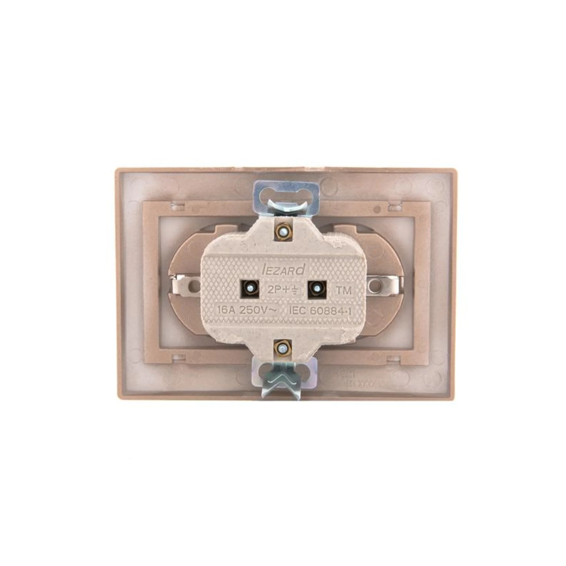 Розетка 2-м СП Mira 16А IP20 с заземл. со вставкой керамика свет. корич. перламутр. LEZARD 701-3131-