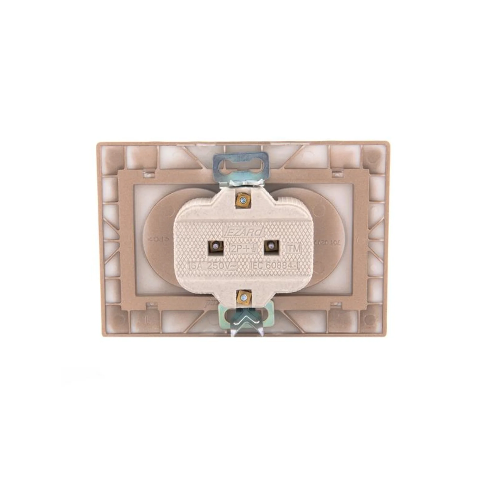 Розетка 2-м СП Mira 16А IP20 без заземл. со вставкой керамика свет. корич. перламутр. LEZARD 701-313