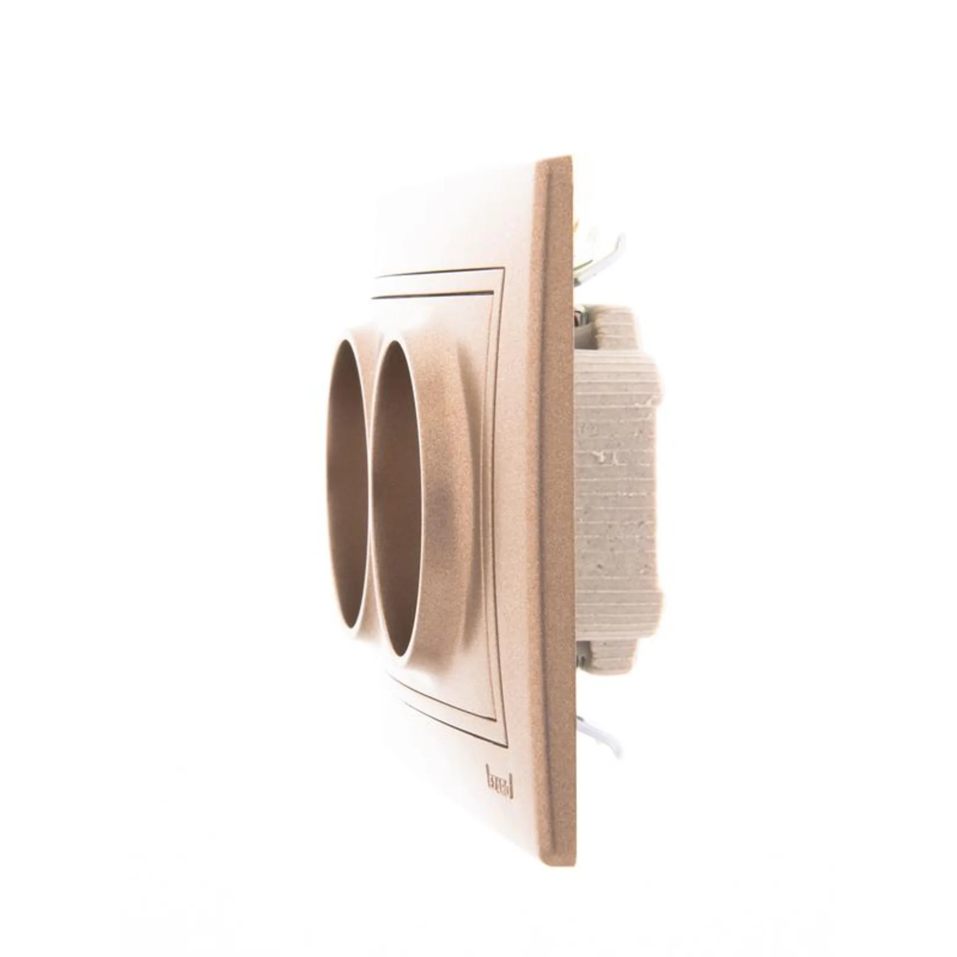 Розетка 2-м СП Mira 16А IP20 без заземл. со вставкой керамика свет. корич. перламутр. LEZARD 701-313