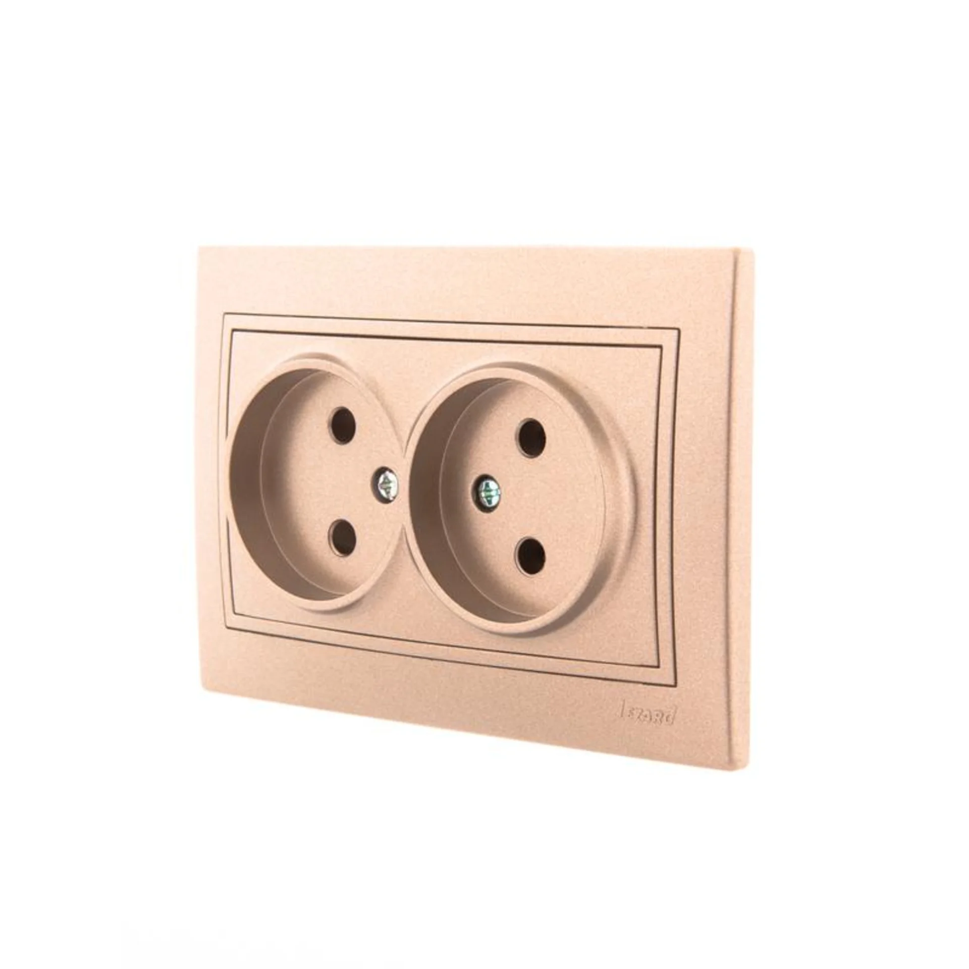 Розетка 2-м СП Mira 16А IP20 без заземл. со вставкой керамика свет. корич. перламутр. LEZARD 701-313