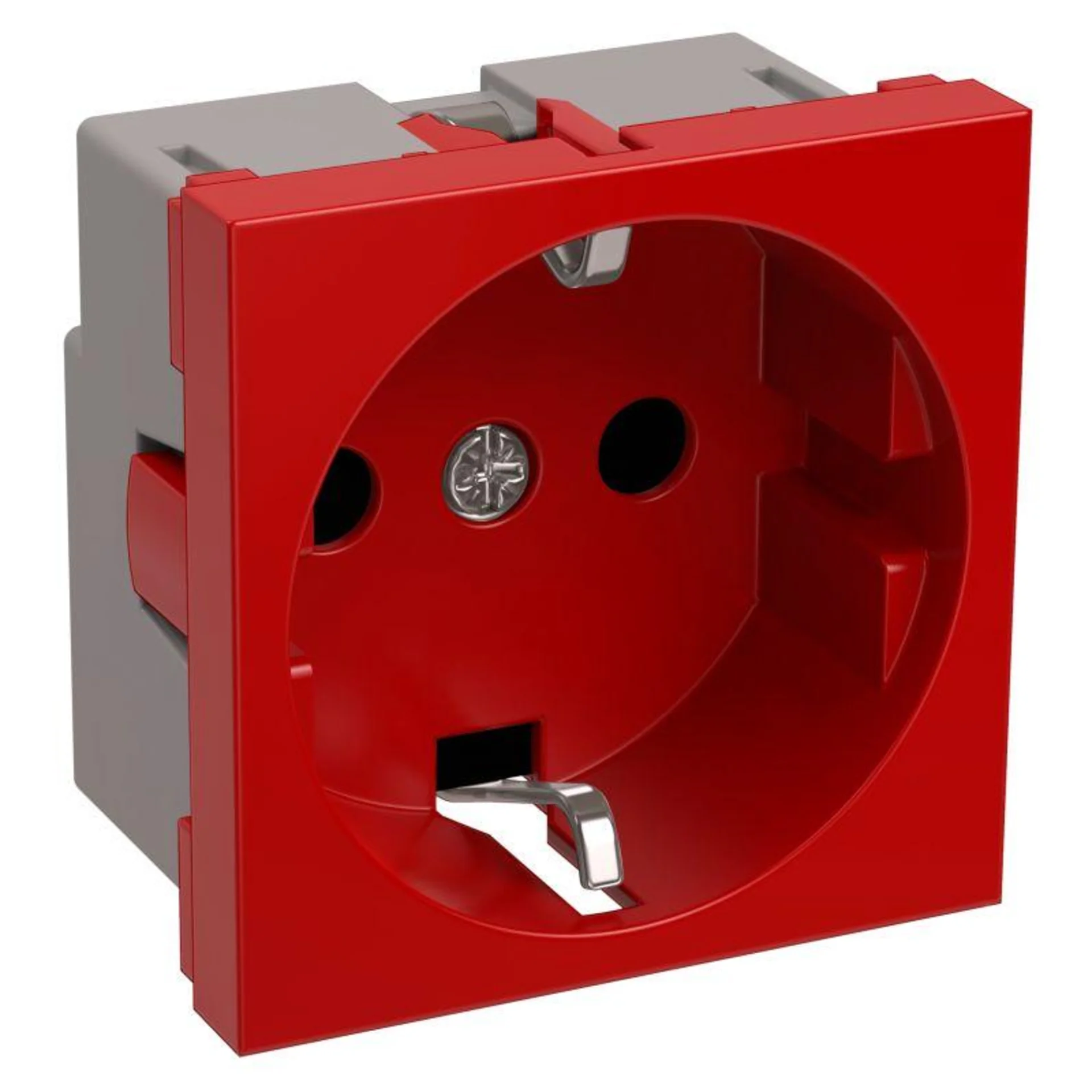 Розетка 1-м 2мод. Праймер РКС-20-32-П-К 45х45 с заземл. красн. IEK CKK-40D-RSZK2-K04-K